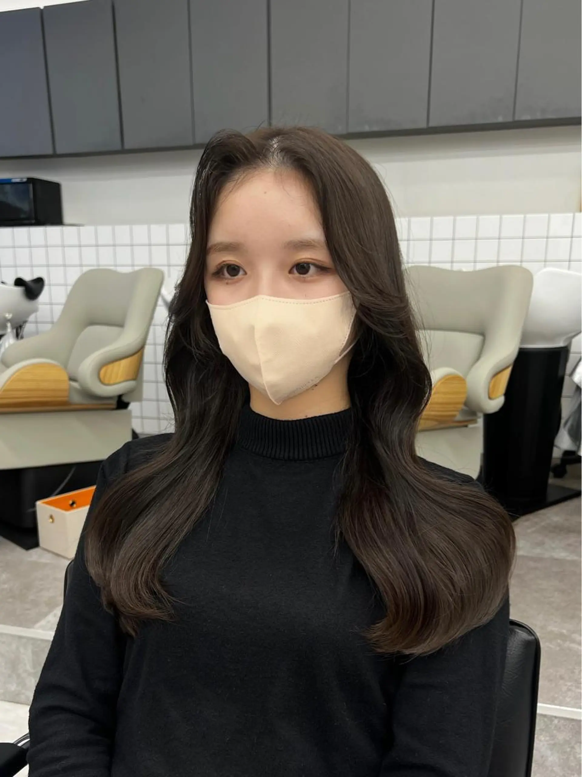 ロング カット ヘアカラー トリートメント 韓国ヘア♡ 顔まわりカットayaのヘアスタイル