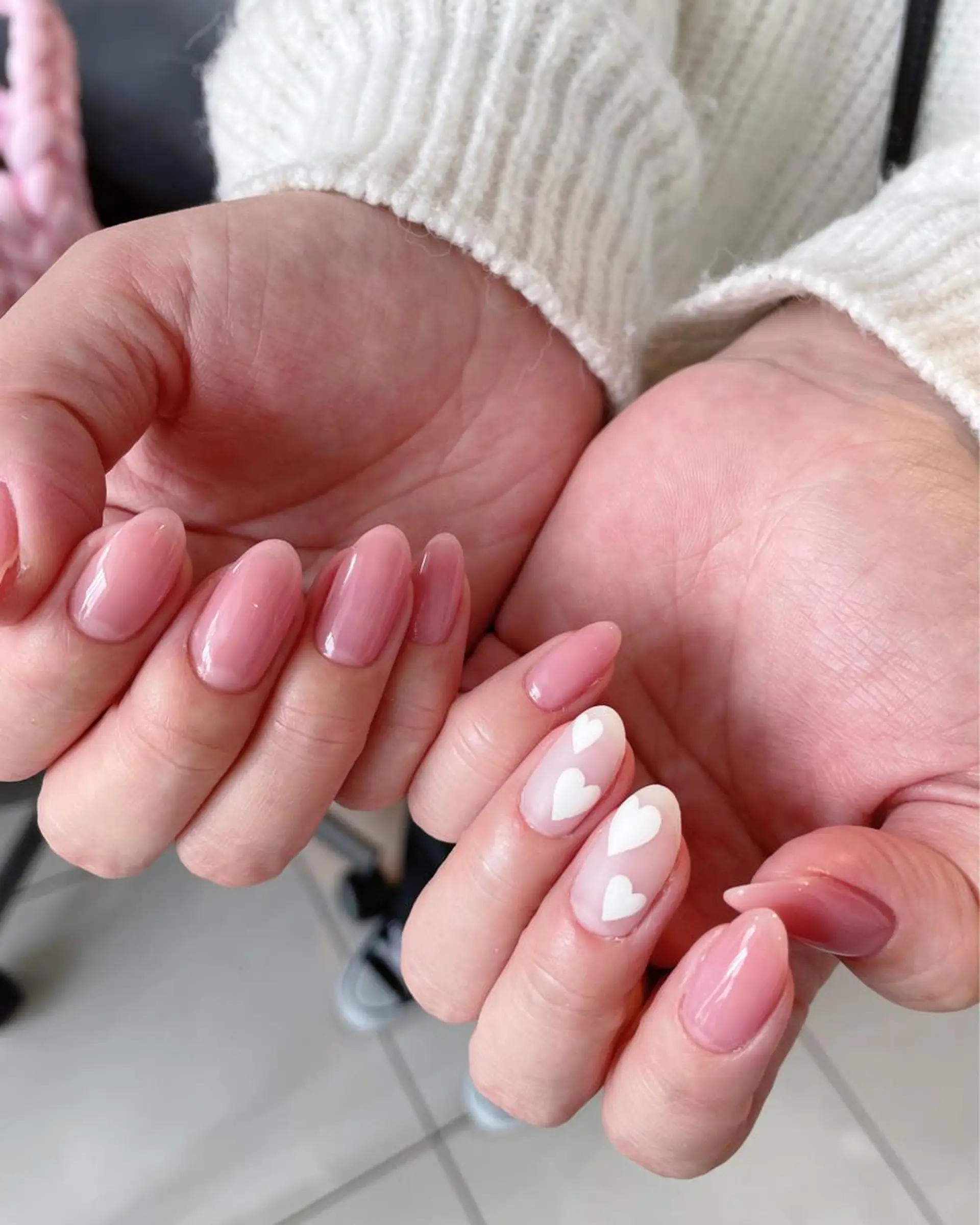 ネイル ハート ワンカラーネイル ピンク バレンタイン ハンドネイル ma riのネイルデザイン