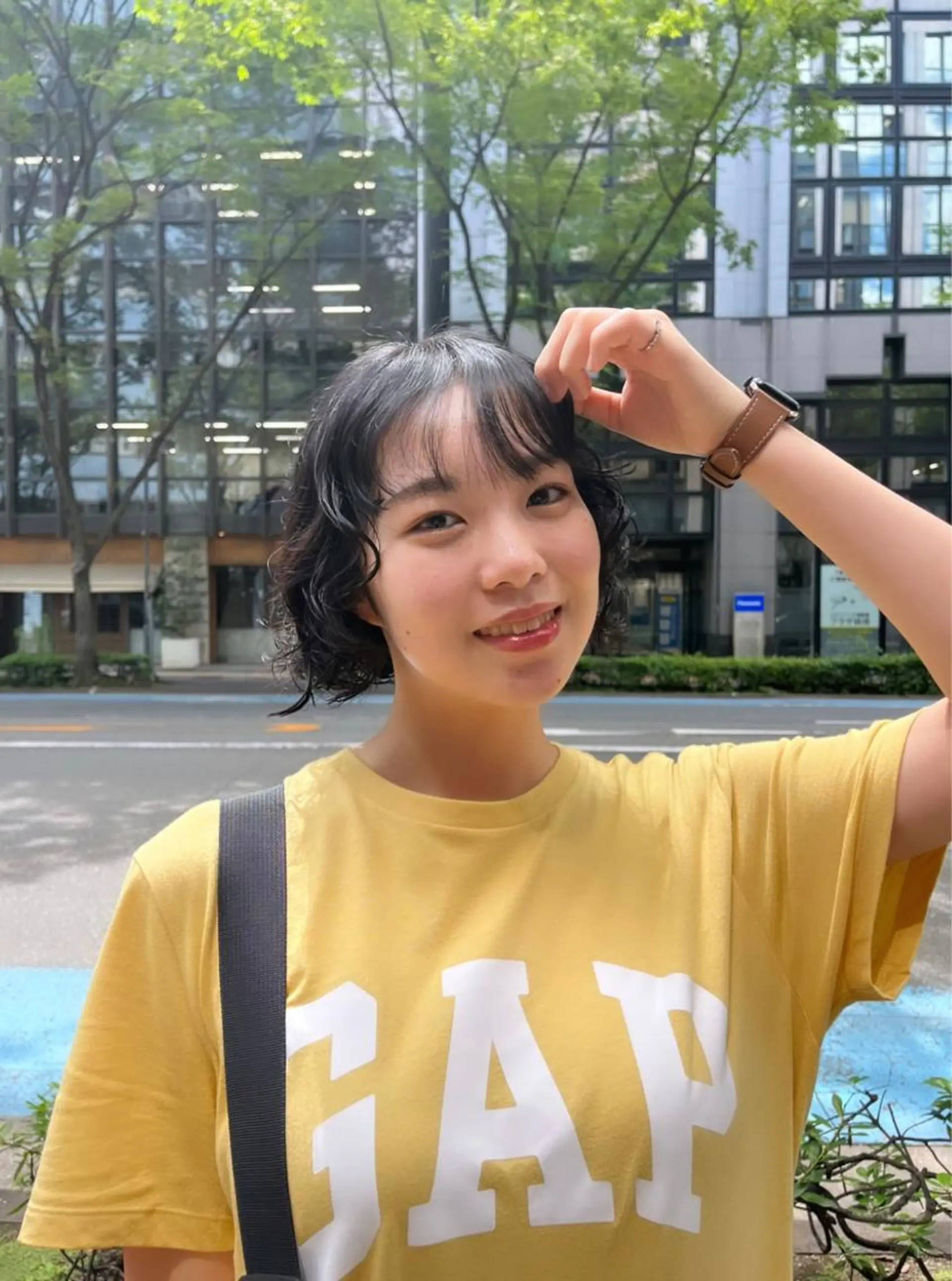 カラー パーマ ボブ カット ヘアカラー パーマ えんぐちとも／透明感 カラー／博多ボブのヘアスタイル