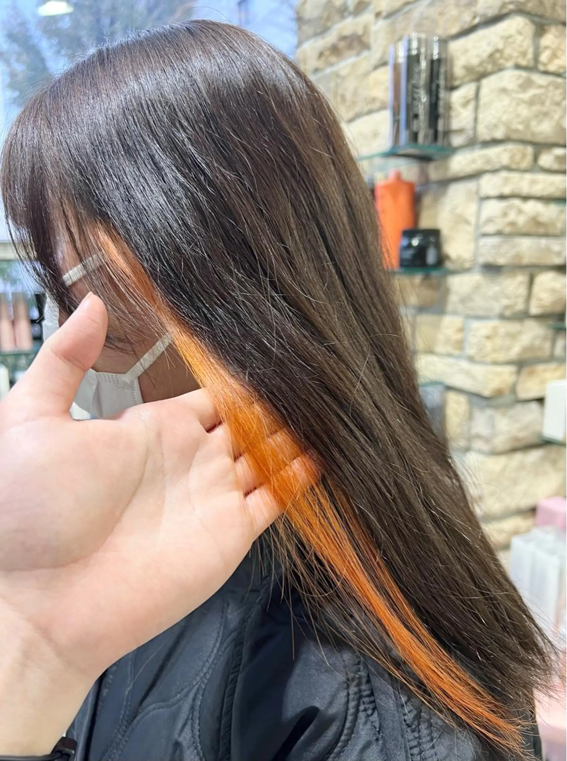 ロング カラー ブラウンカラー ショコラブラウン イヤリングカラー オレンジ メンズカット/柏/韓 国/メンズパーマ航太のヘアスタイル