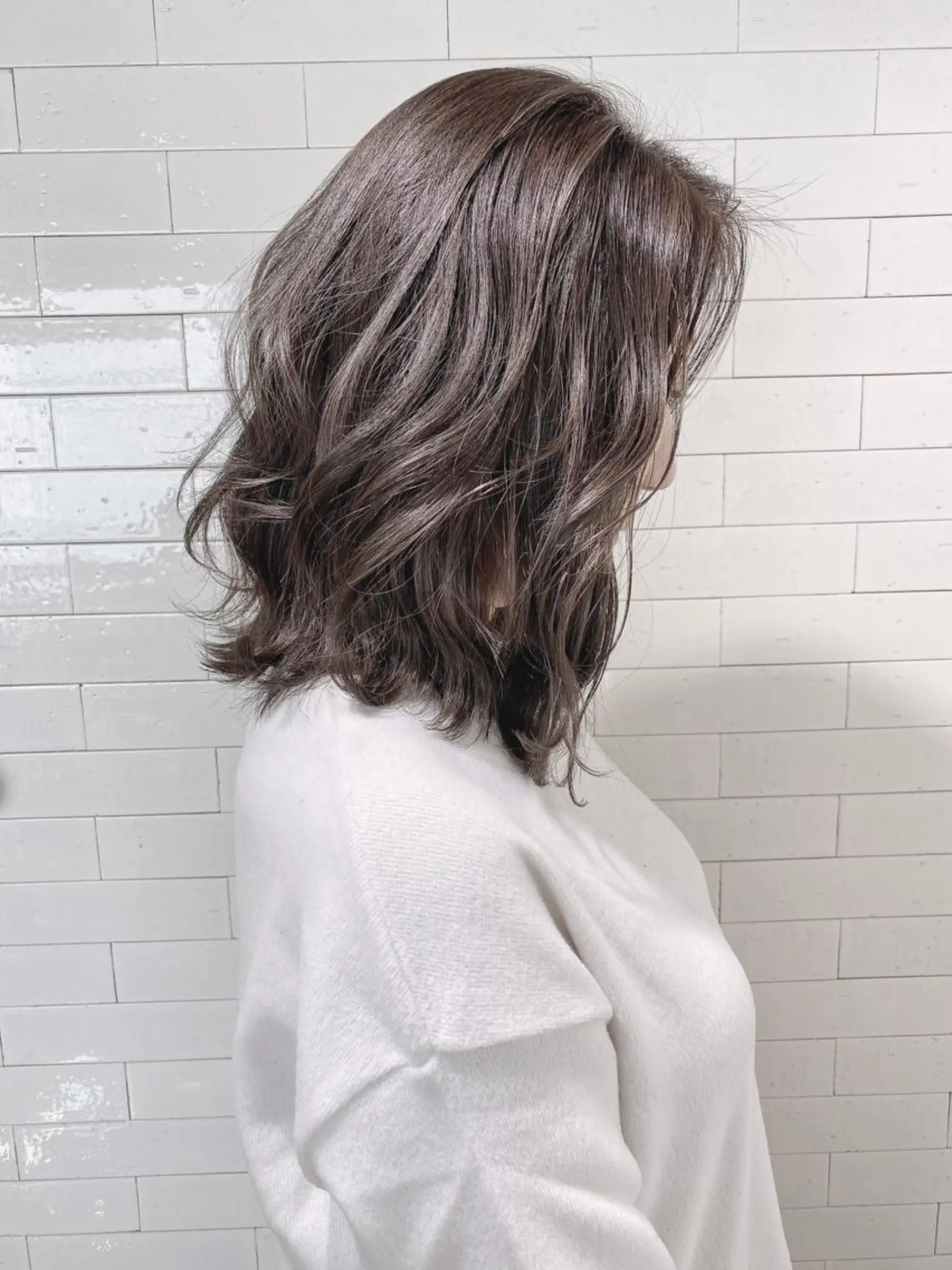 ミディアム カラー パーマ ヘアアレンジ アッシュ バレイヤージュ ブリーチ ケアブリーチ 透明感カラー ヘアカラー トリートメント 竹内ケンゴ🇰🇷 EIGHT藤沢のヘアスタイル
