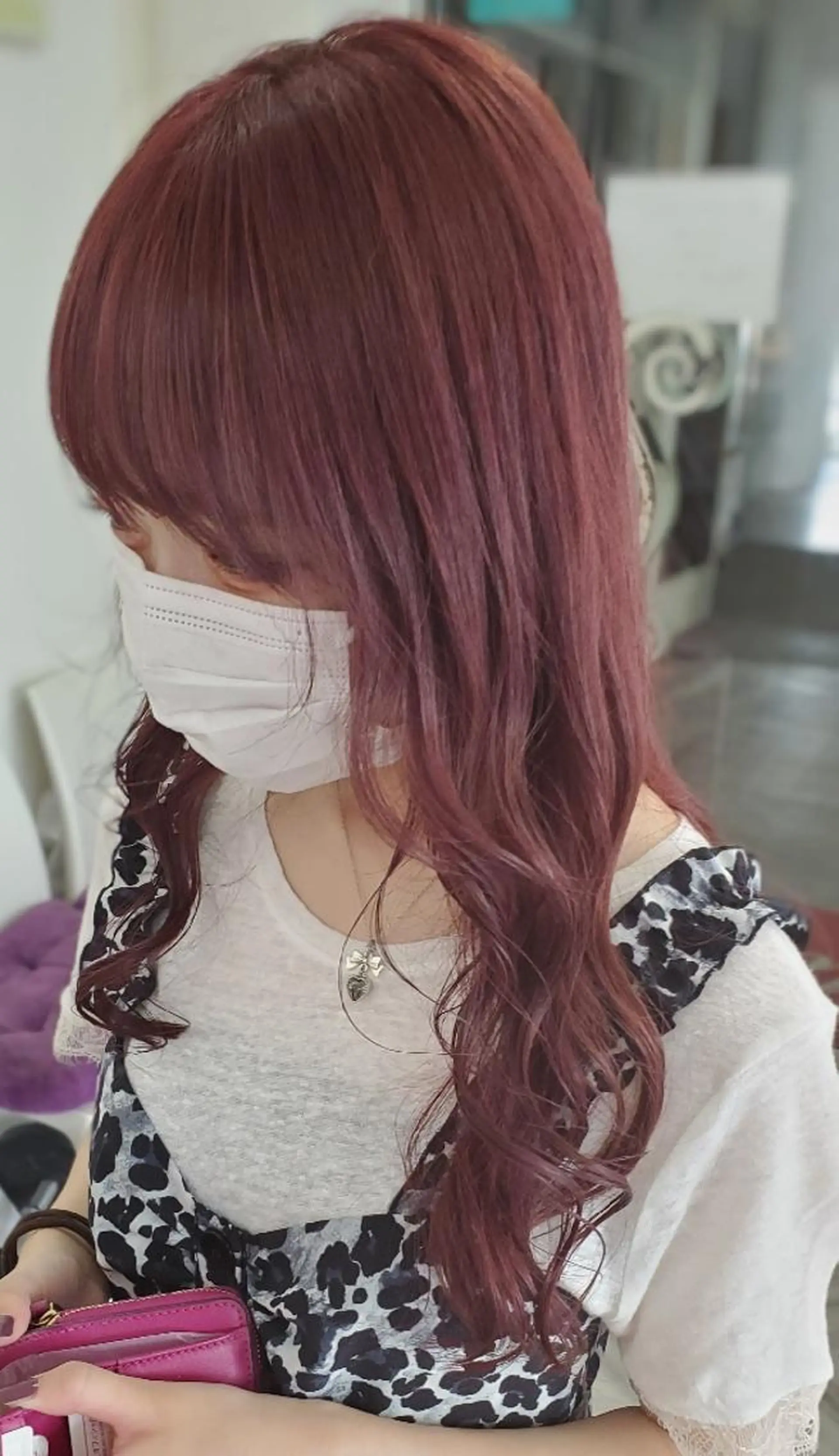 ロング カラー ヘアアレンジ ラベンダーカラー レッドカラー ナカシマ  アユミのヘアスタイル