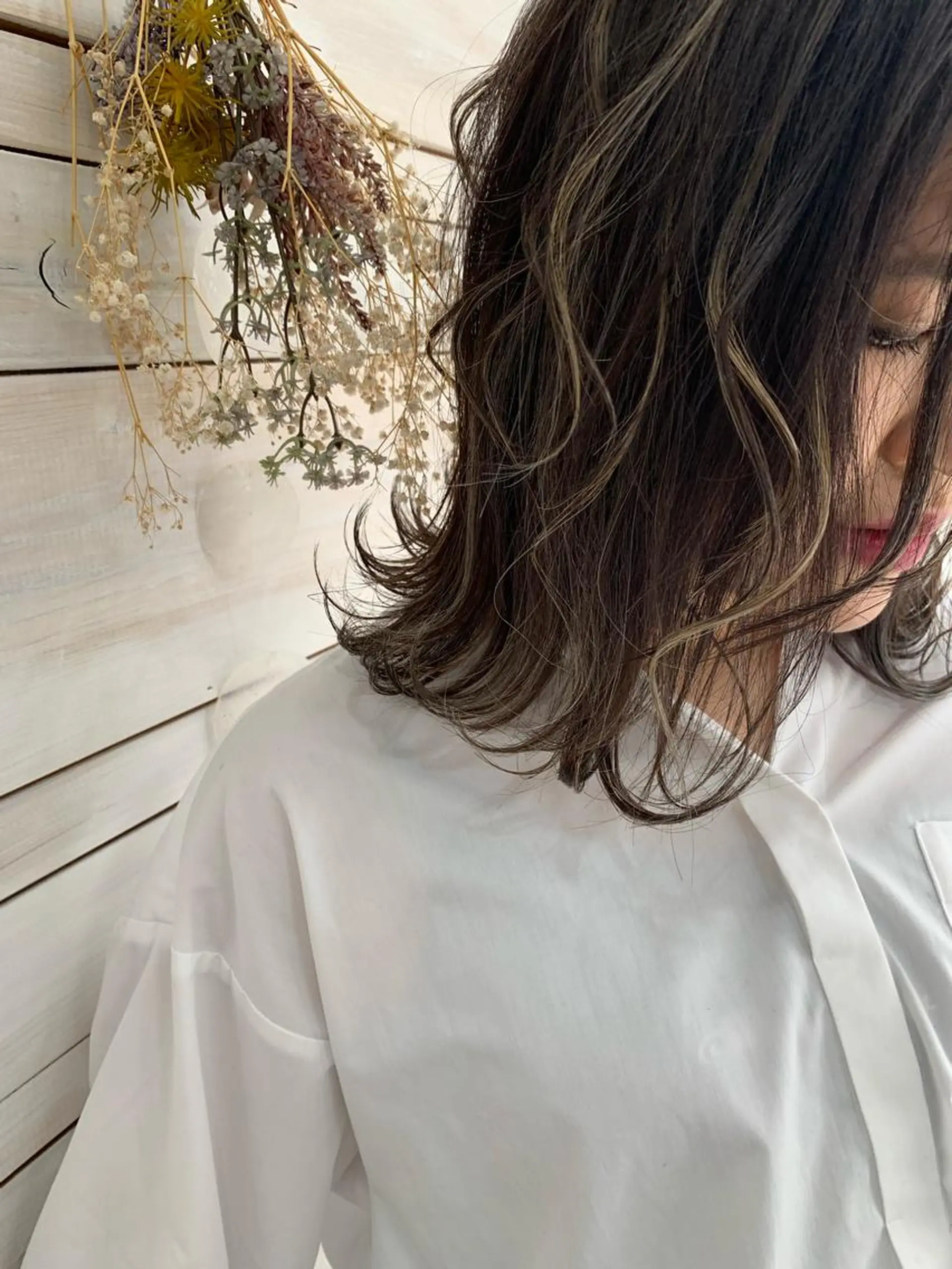 ミディアム カラー ハッシュカット/ボブ /レイヤー/彩奈のヘアスタイル