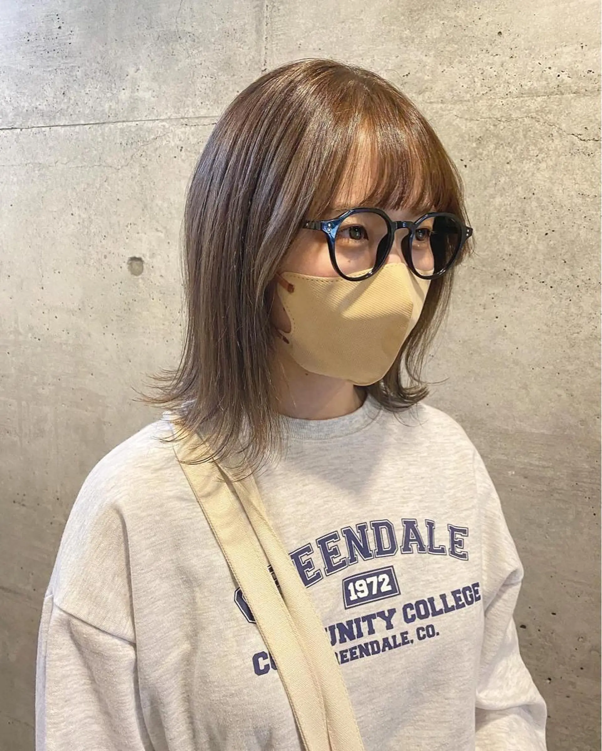 ミディアム カラー ベージュカラー ブリーチ ダブルカラー ブリーチなしカラー オリーブベージュ 後藤紗英/髪質改善 /オリーブベージュのヘアスタイル