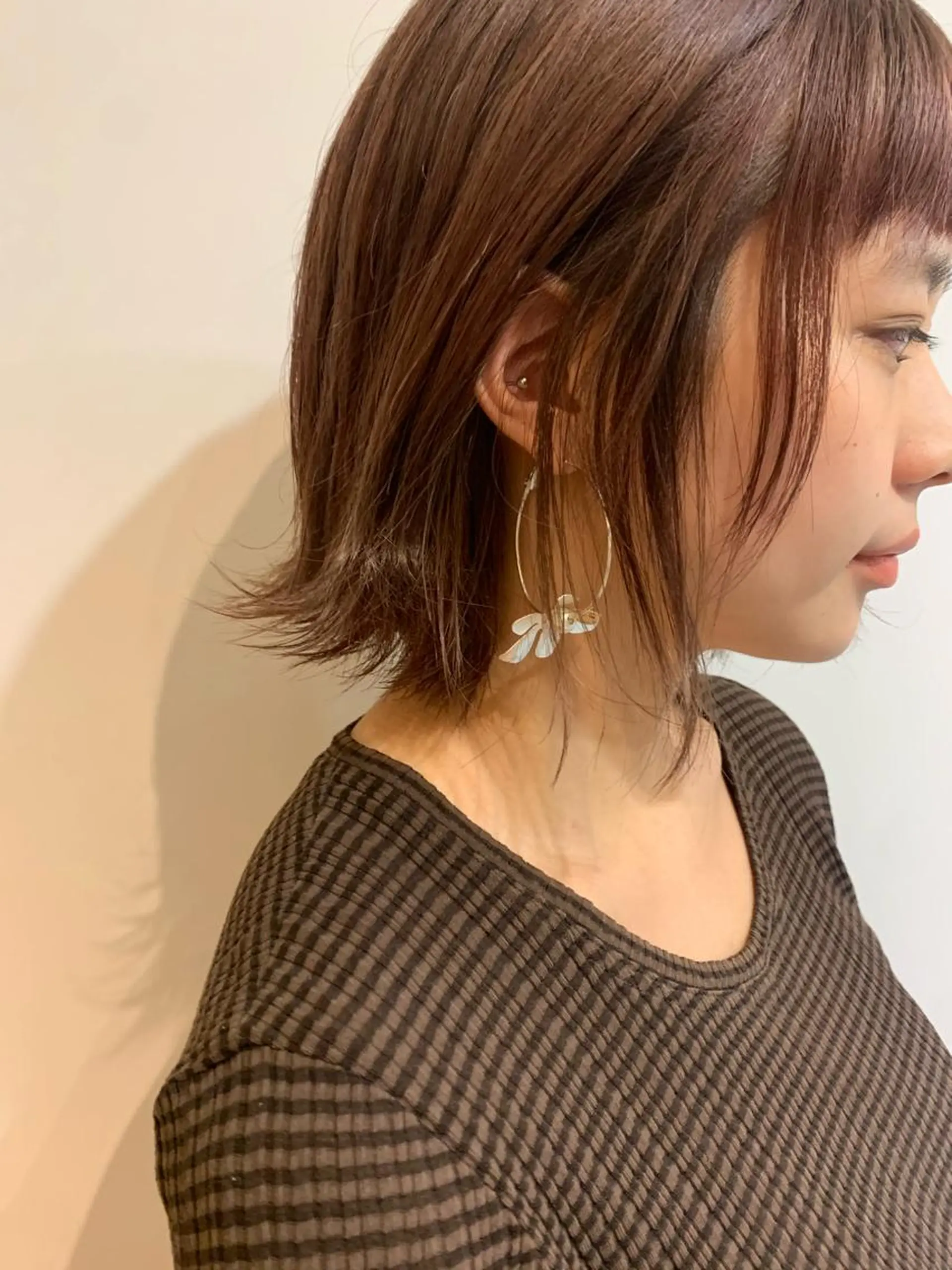 ミディアム カラー ベージュカラー ピンクカラー ピンクベージュ カット ヘアカラー トリートメント 中目黒🌼 🌼ハナのヘアスタイル