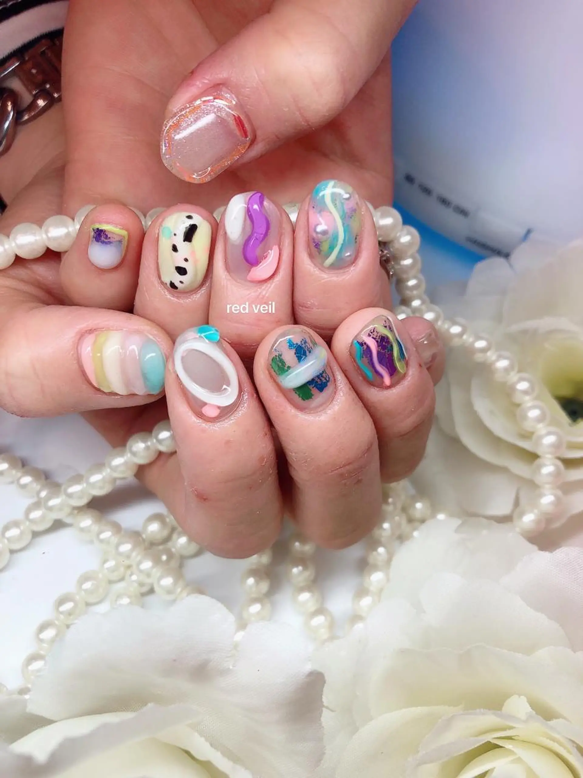 セミロング ネイル ハンドネイル 長さ出し専門 nynaのネイルデザイン