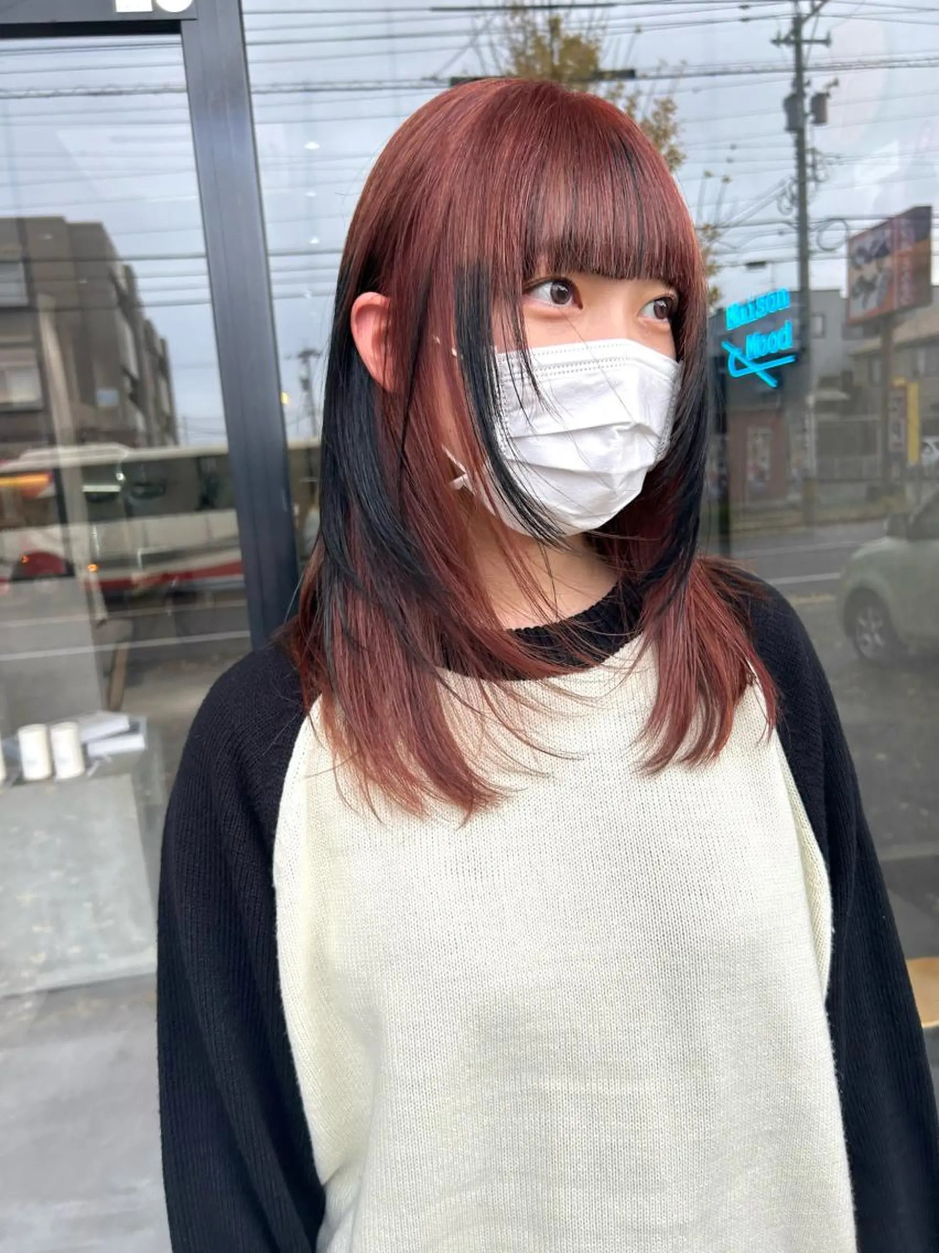 ミディアム カラー カット ヘアカラー トリートメント mood tatemachiのヘアスタイル