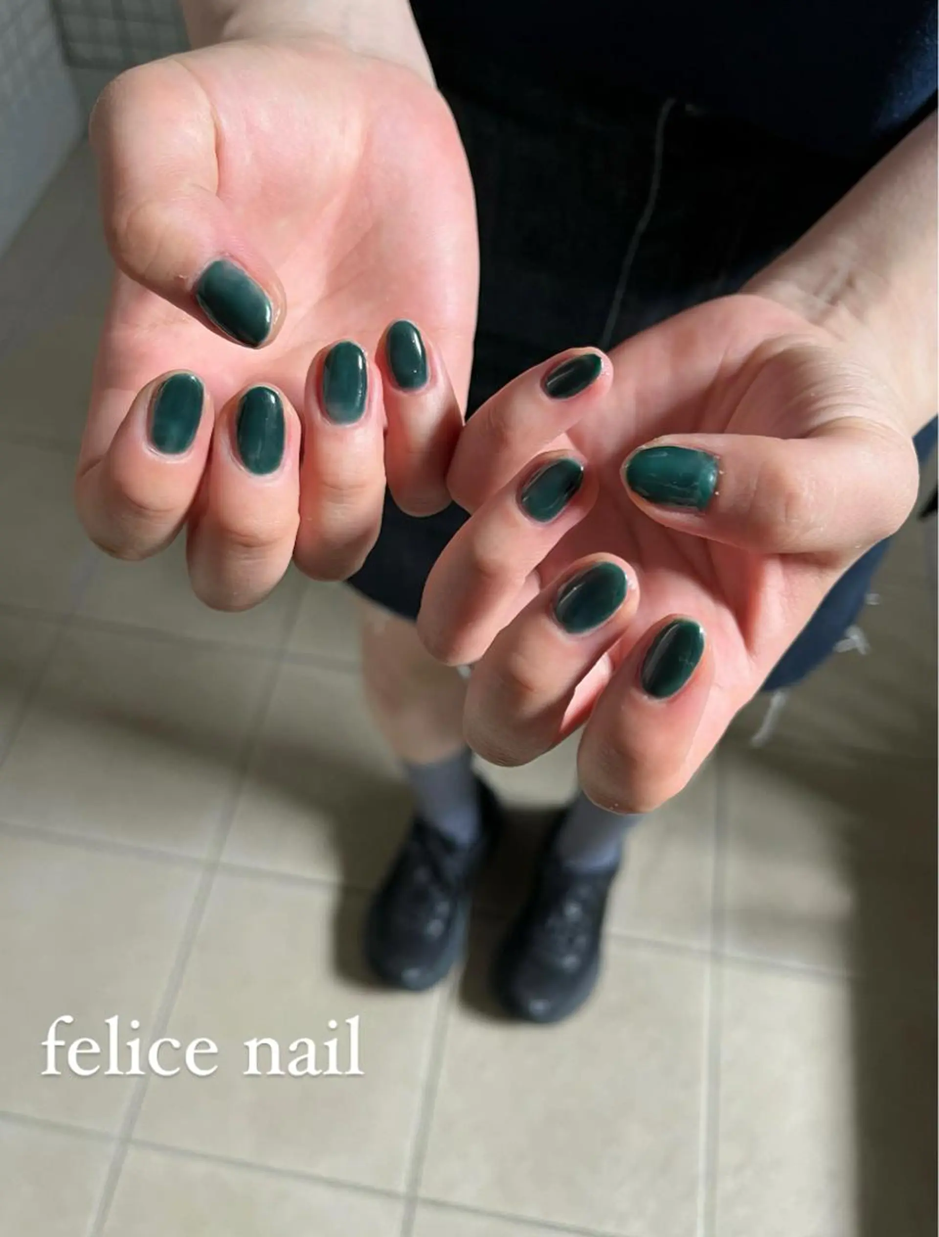 ネイル グリーン ワンカラーネイル felice nailのネイルデザイン