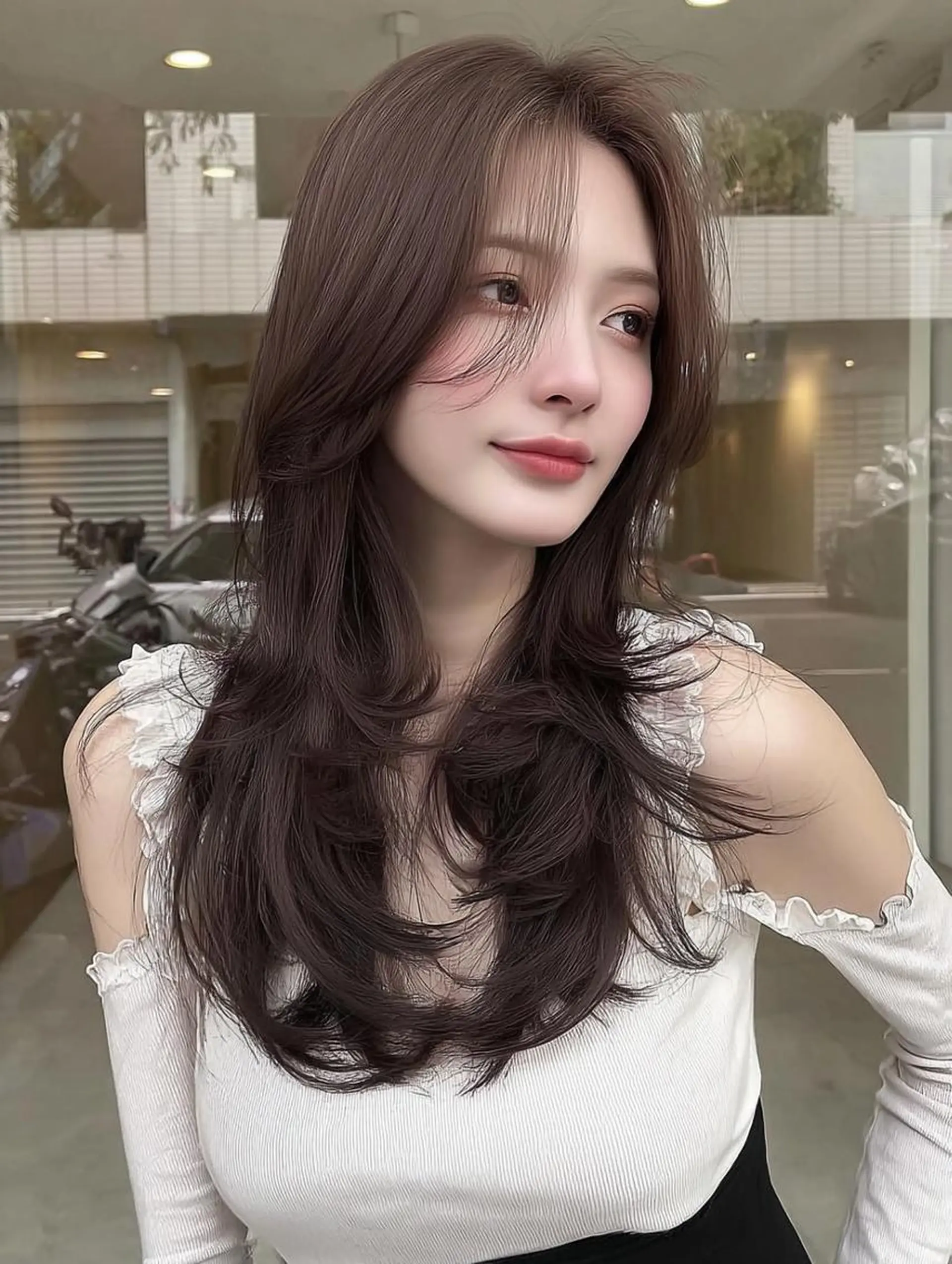 セミロング 髪質改善 似合わせカット 小顔カット トリートメント カット ヘアカラー 透け感カラー得意🎀 りおなのマツエク・マツパデザイン