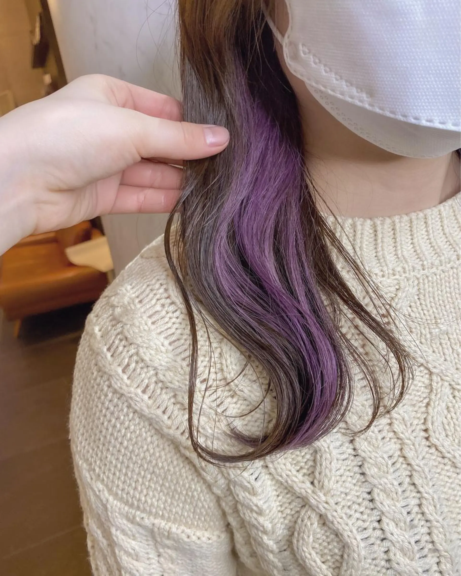 ミディアム カラー イヤリングカラー パープルカラー ヘアカラー トリートメント 🌱ブリーチ・透明感 カラー/mapi🦭のヘアスタイル
