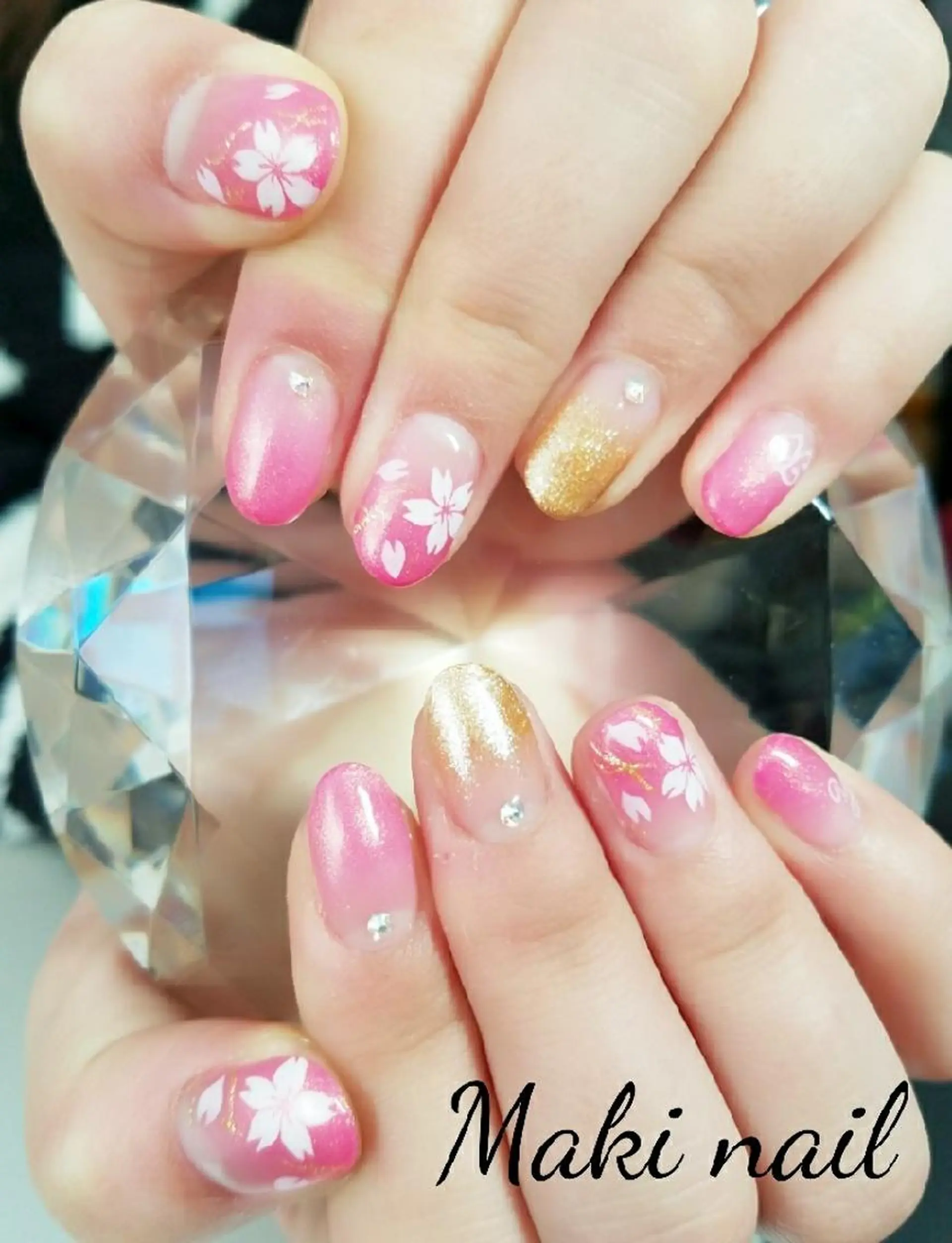 ネイル ショート アートネイル 桜ネイル ジェルネイル シンプルネイル   MAKI NAILのネイルデザイン