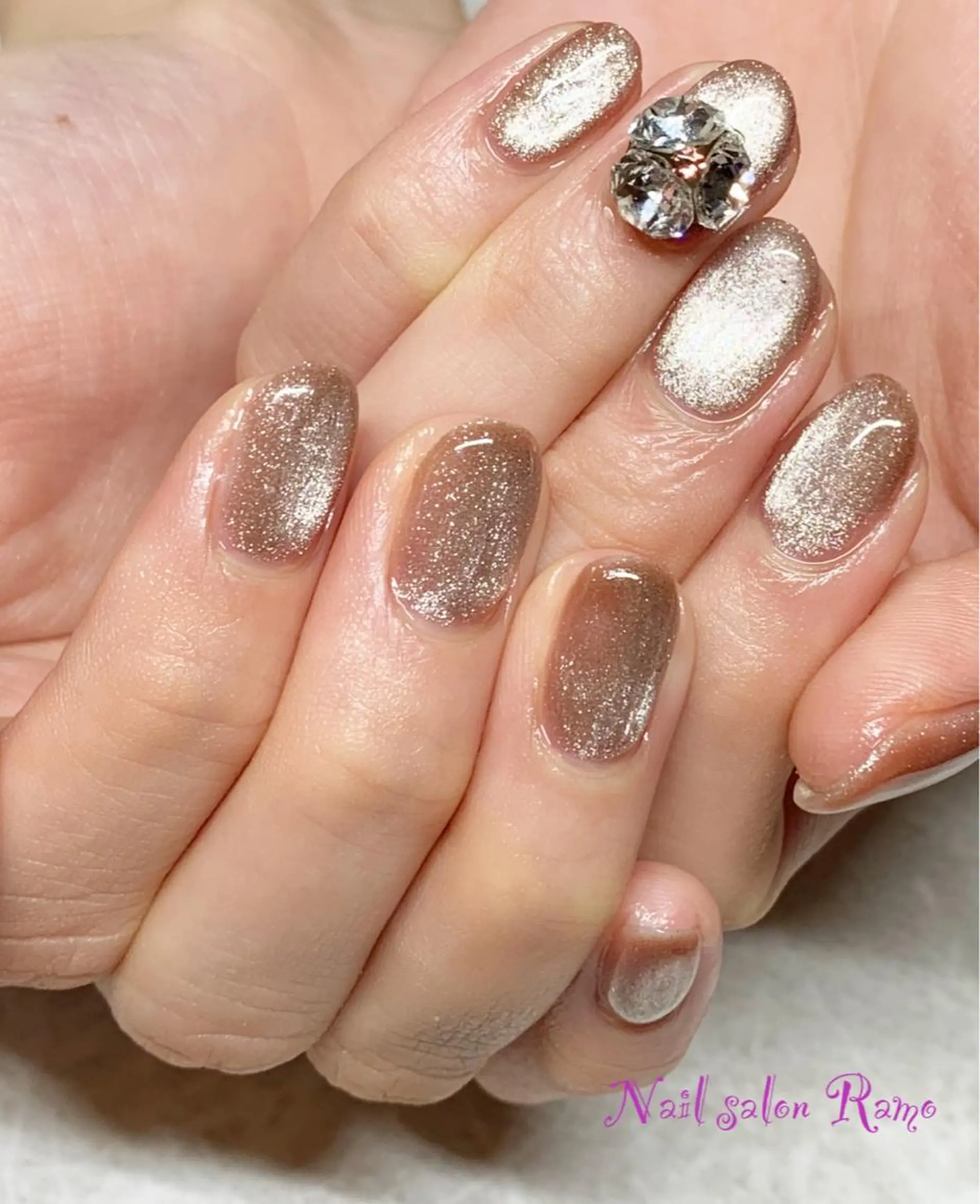 ネイル アートネイル ブルー ジェルネイル キラキラネイル パラジェル Nail salon Ramo所属・松田 祥子のネイルデザイン