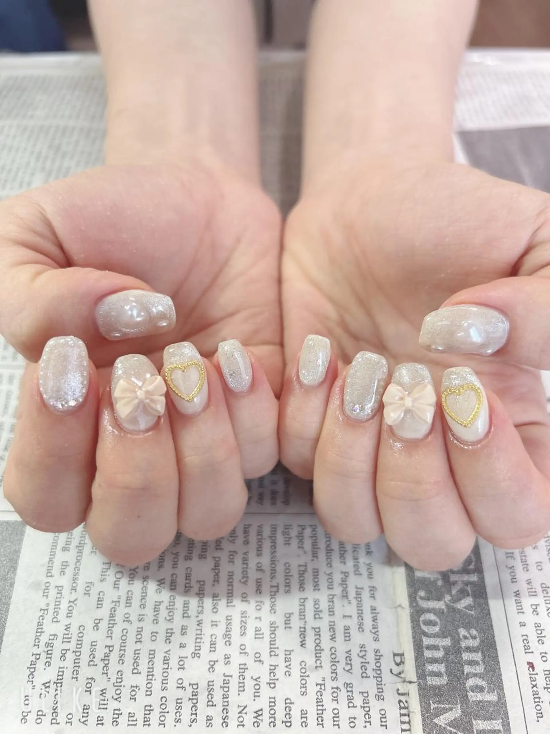 ネイル リボン ハンドネイル ハンドケア 森山 舞のネイルデザイン