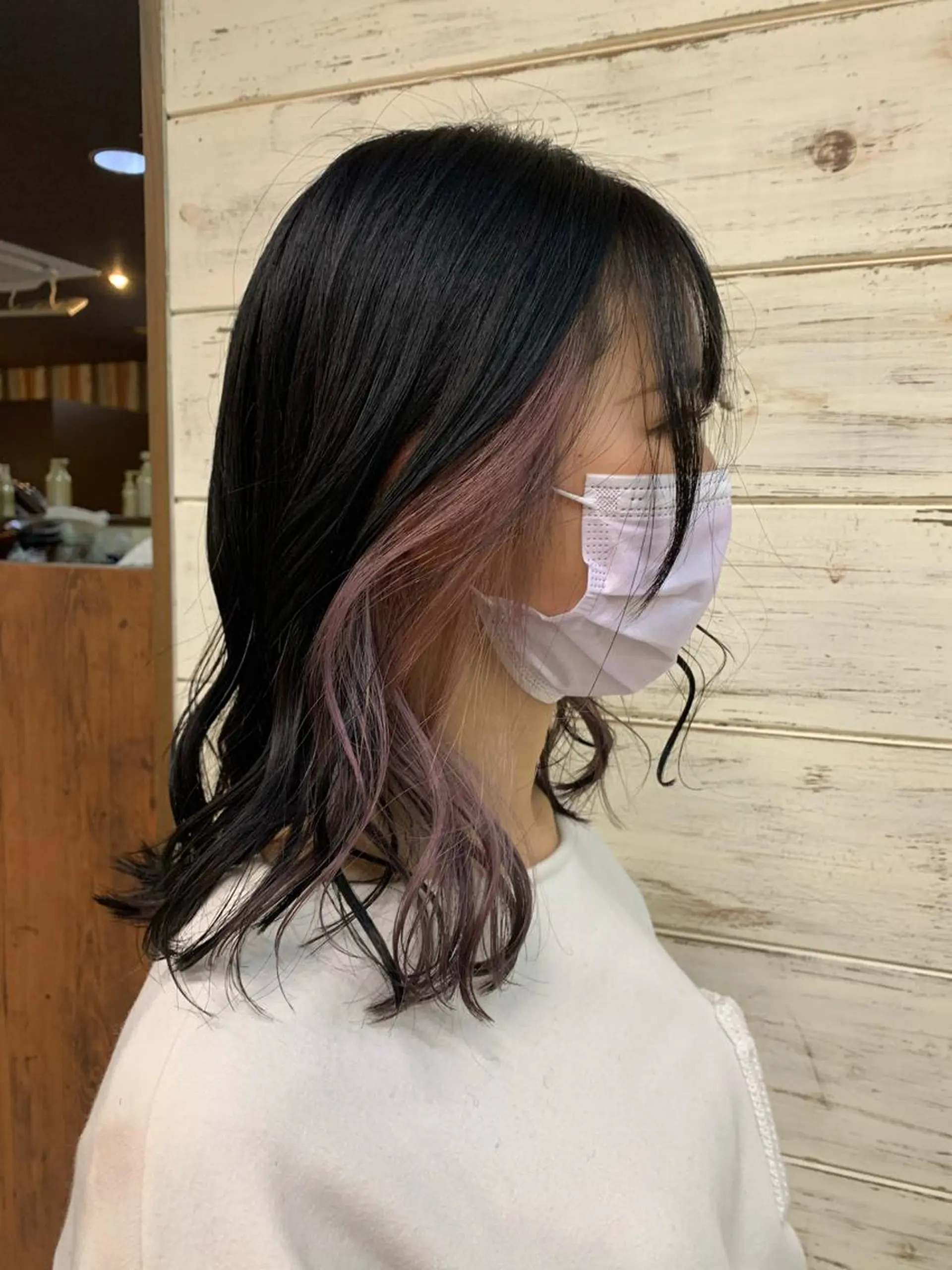 ミディアム カラー インナーカラー ラベンダーカラー ヘアカラー イワタ マハ/ minim hairのヘアスタイル