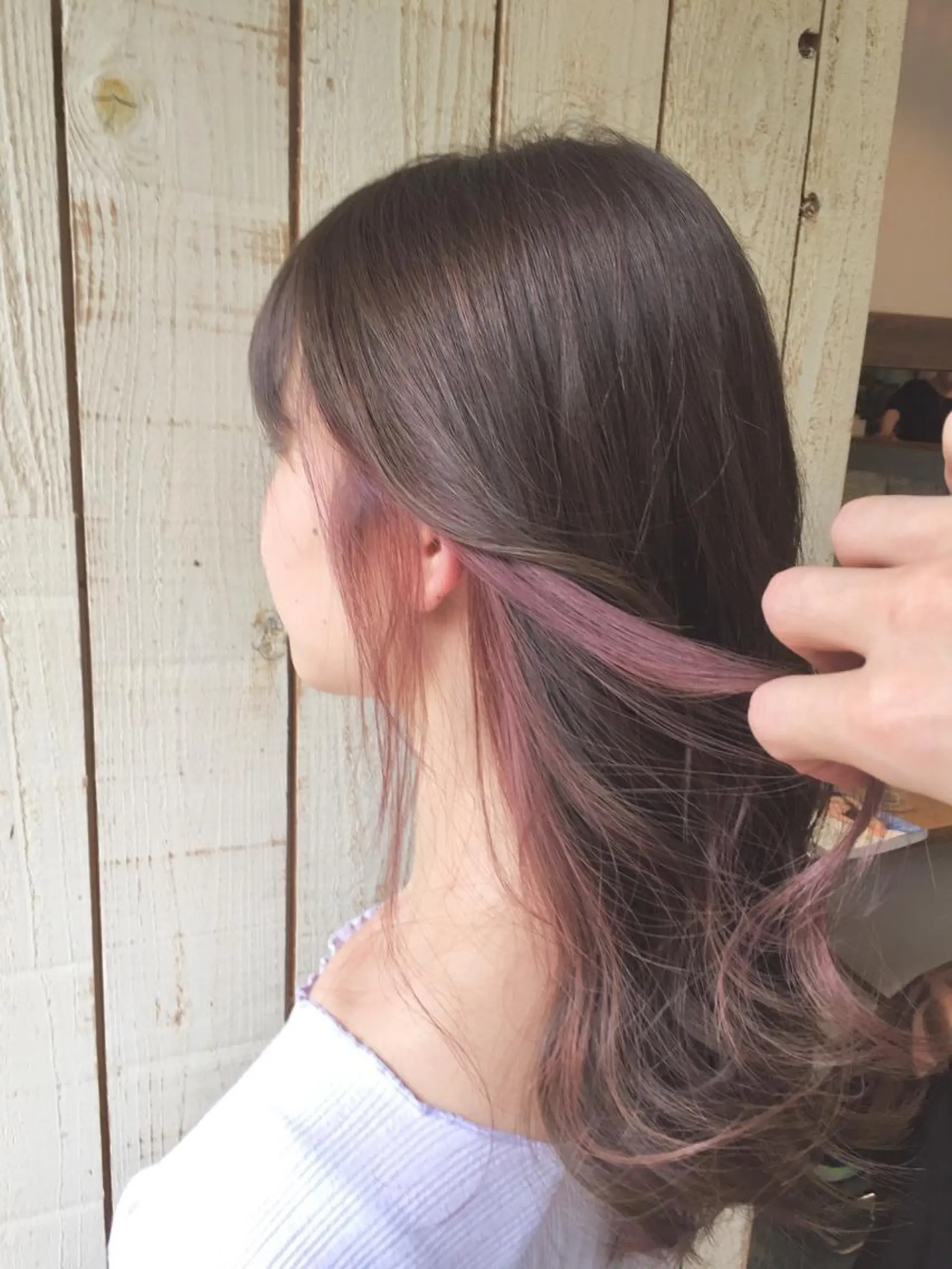 セミロング カラー ブリーチ パープルカラー ヘアカラー トリートメント 透明感/ 美髪矯正/田中恭のヘアスタイル