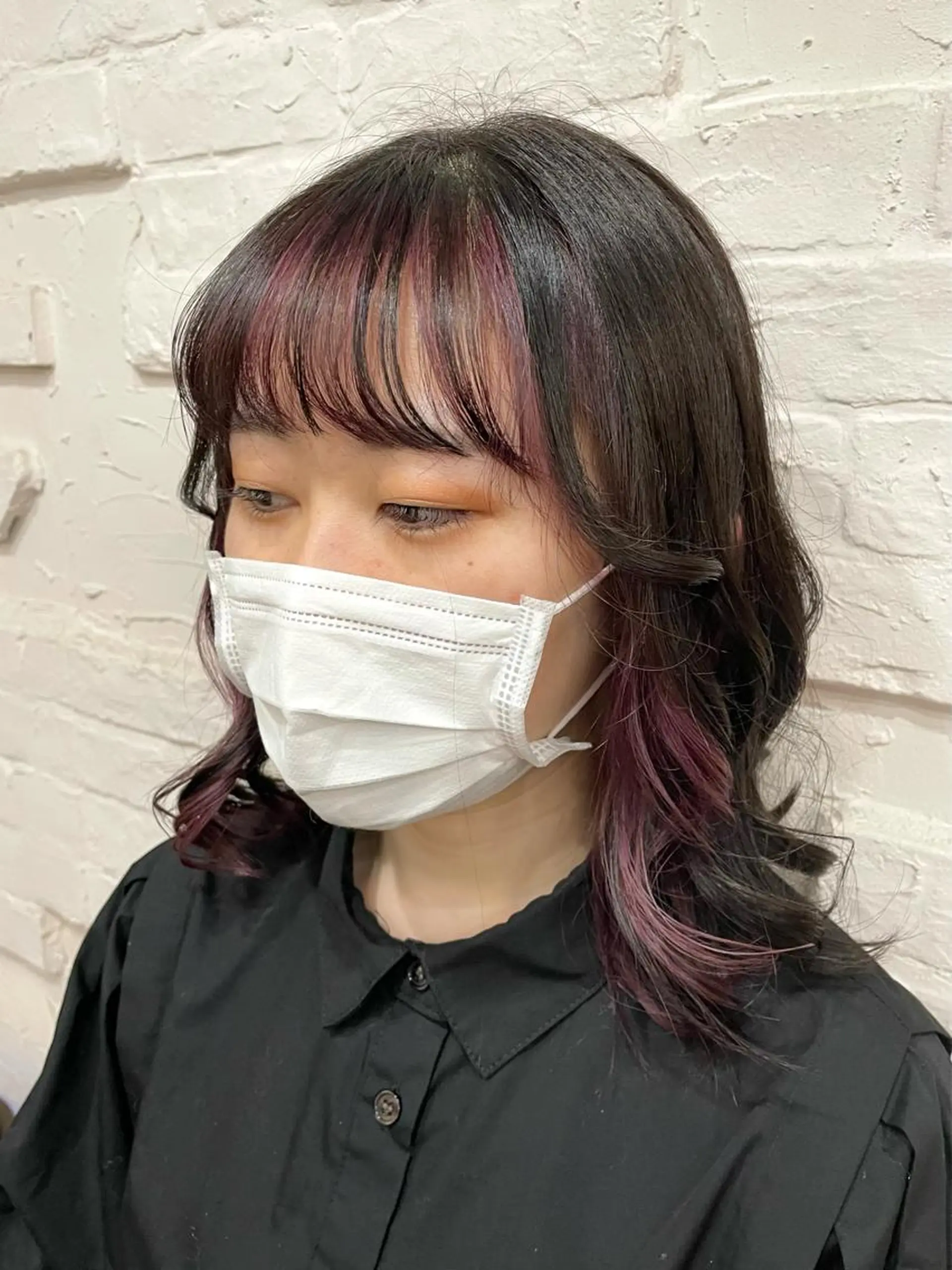 ミディアム カラー ピンクカラー バイオレットカラー ヘアカラー トリートメント 【ピンク/韓国ヘア/ ヘアセット】亜海のヘアスタイル