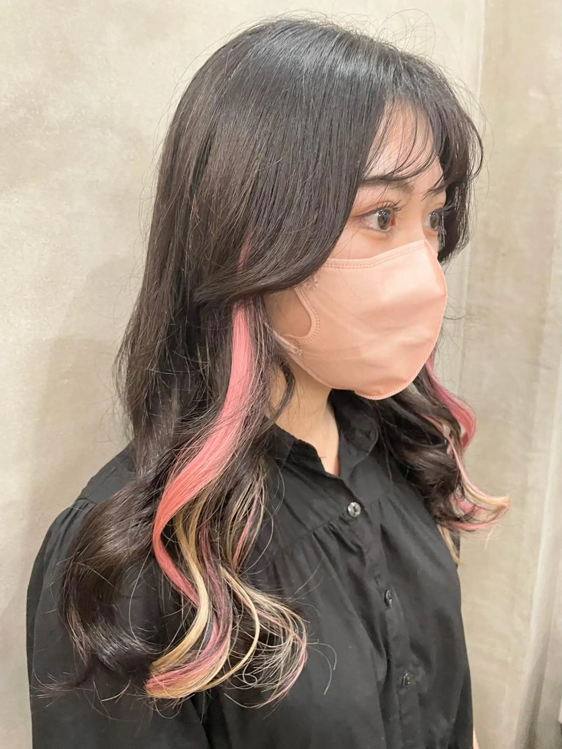 セミロング ヘアアレンジ エクステ 【ピンク/韓国ヘア/ ヘアセット】亜海のヘアスタイル