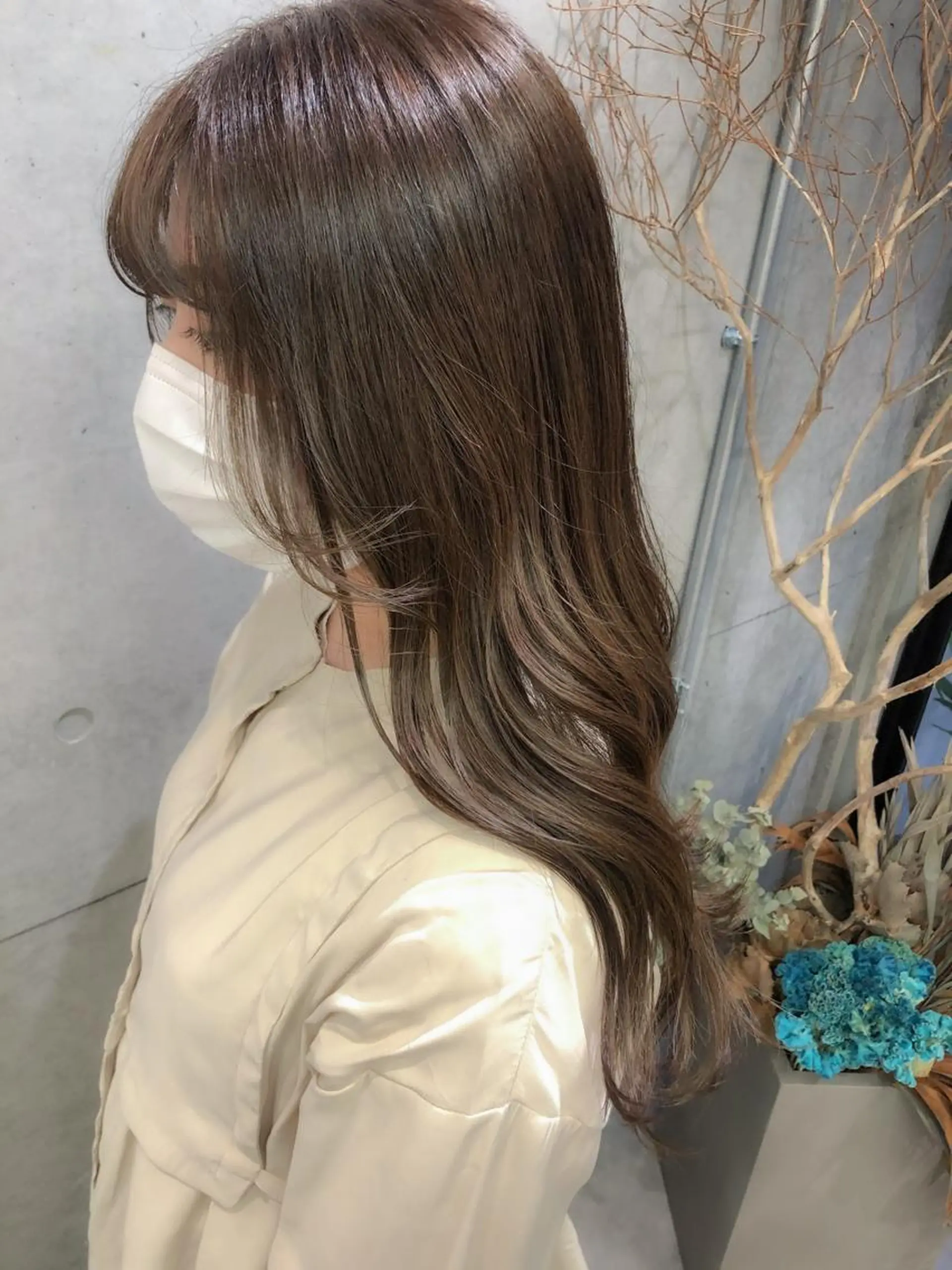 ロング カラー ヘアアレンジ ブラウンカラー イルミナカラー モカブラウン rii-🩰 トレンド韓国ヘアのヘアスタイル