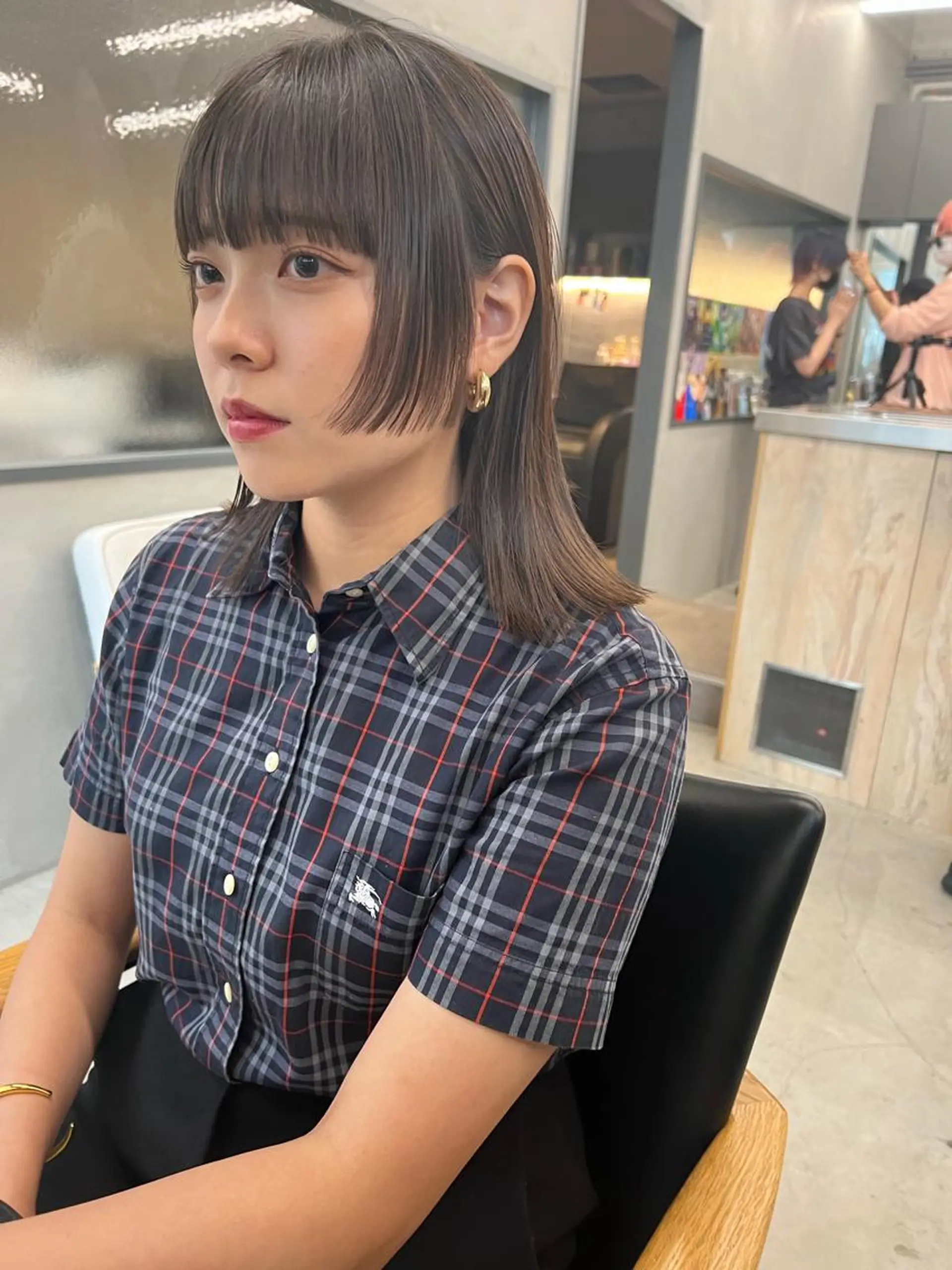 ミディアム パーマ 顔周りカット ストレートパーマ カット 縮毛矯正 sakoda shunkiのヘアスタイル