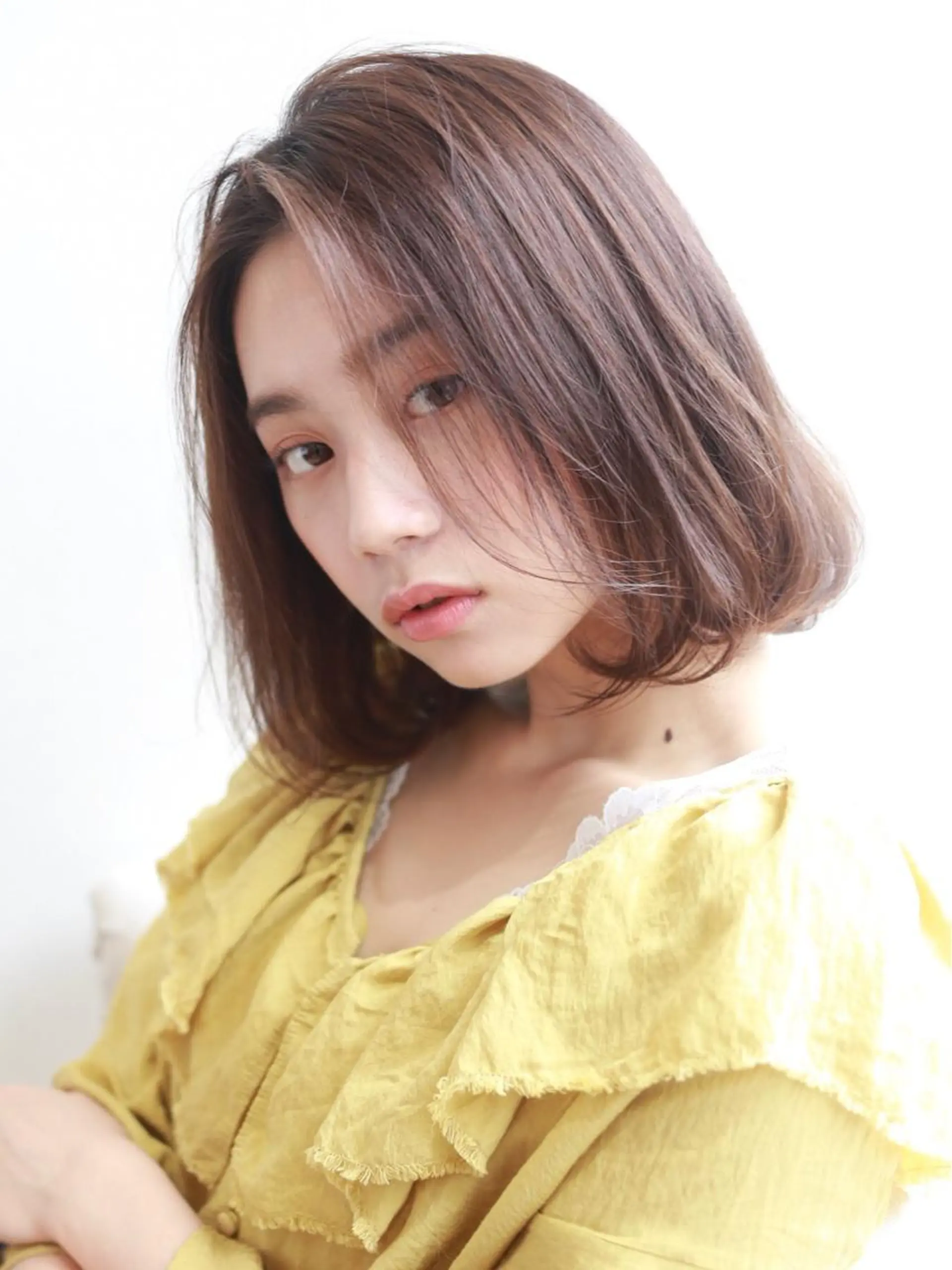 ミディアム カラー パーマ シースルーバング ニュアンスパーマ 韓国ヘア🇰🇷 トヨキトキコのヘアスタイル