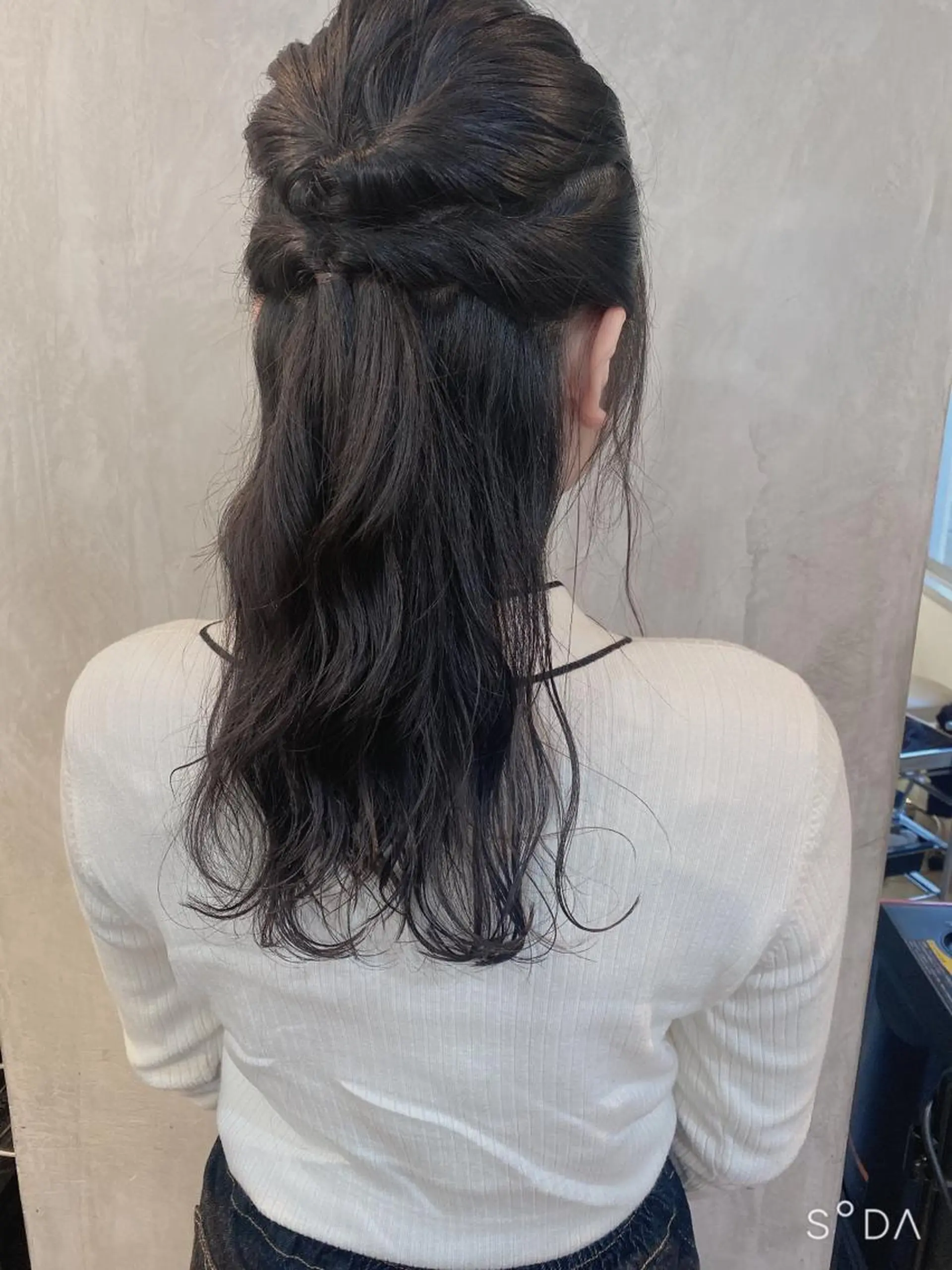 セミロング カラー ヘアアレンジ ハーフアップ stylist/蛯谷 珠里のヘアスタイル