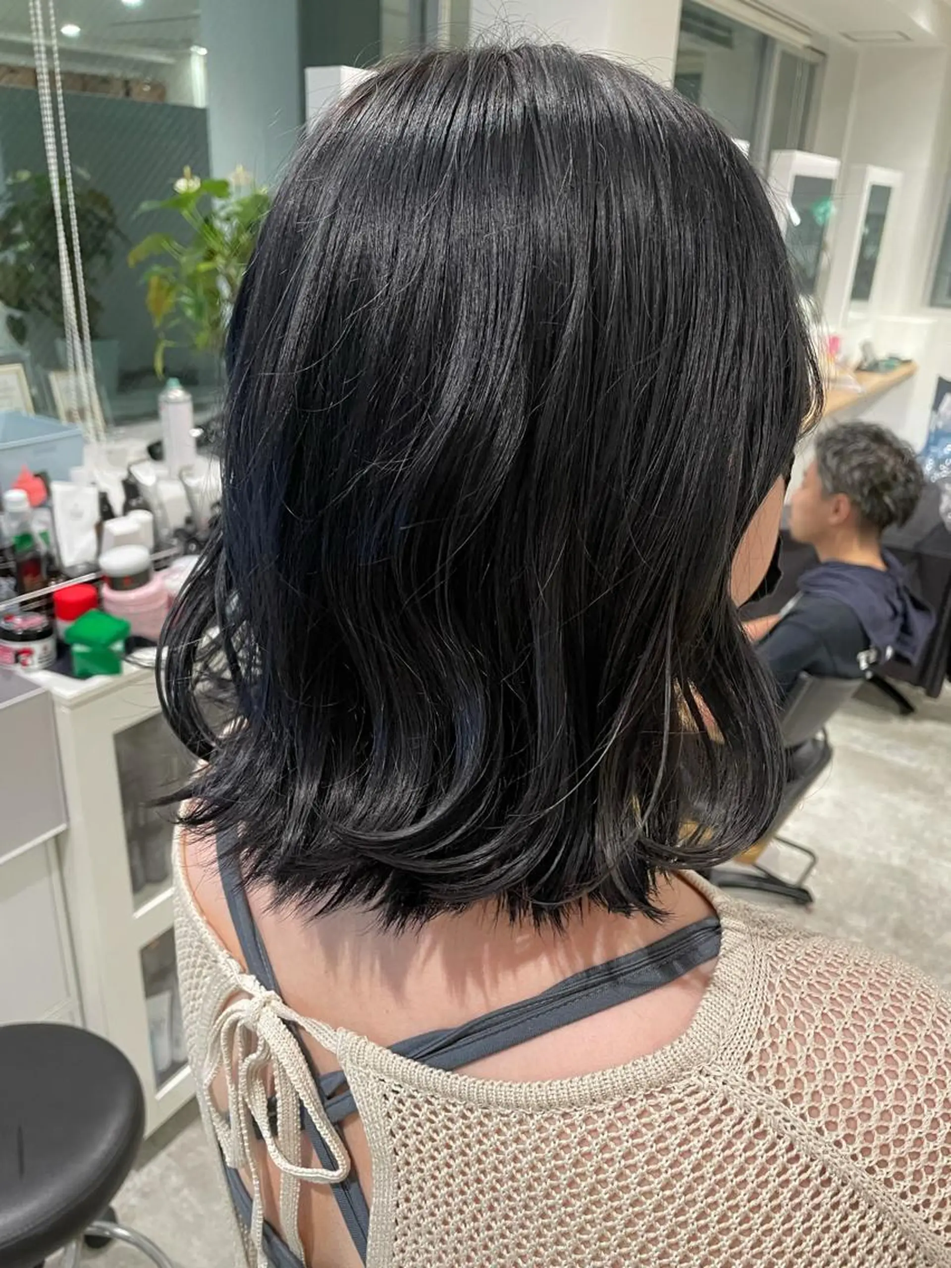 ミディアム カラー ブルーカラー ネイビーカラー 京都美容師 塩のヘアスタイル