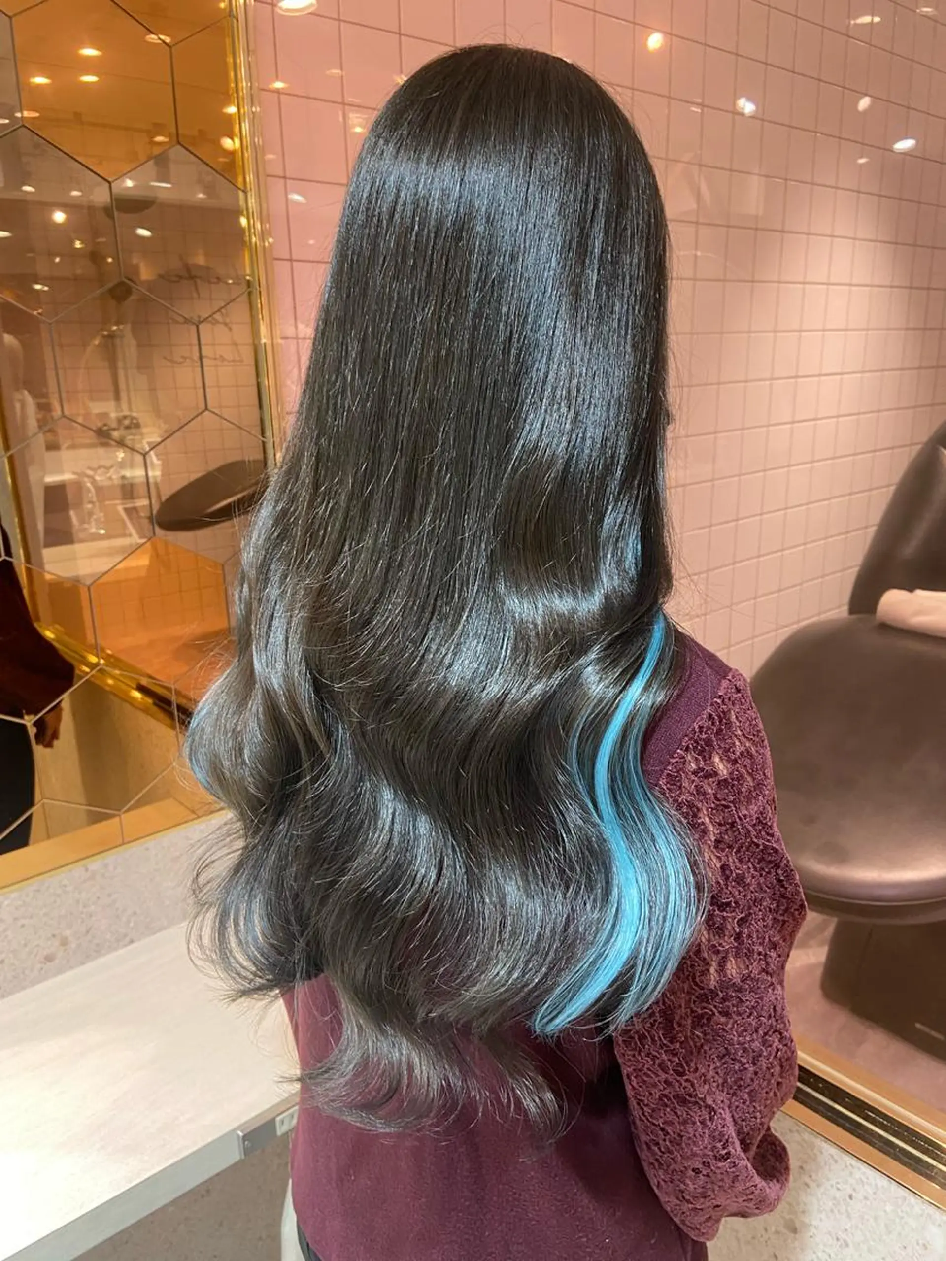 ロング シールエクステ くびれヘア エクステ 顔周りカット 韓国風ヘア 新宿/韓国ヘア 中明度カラー/かやのヘアスタイル