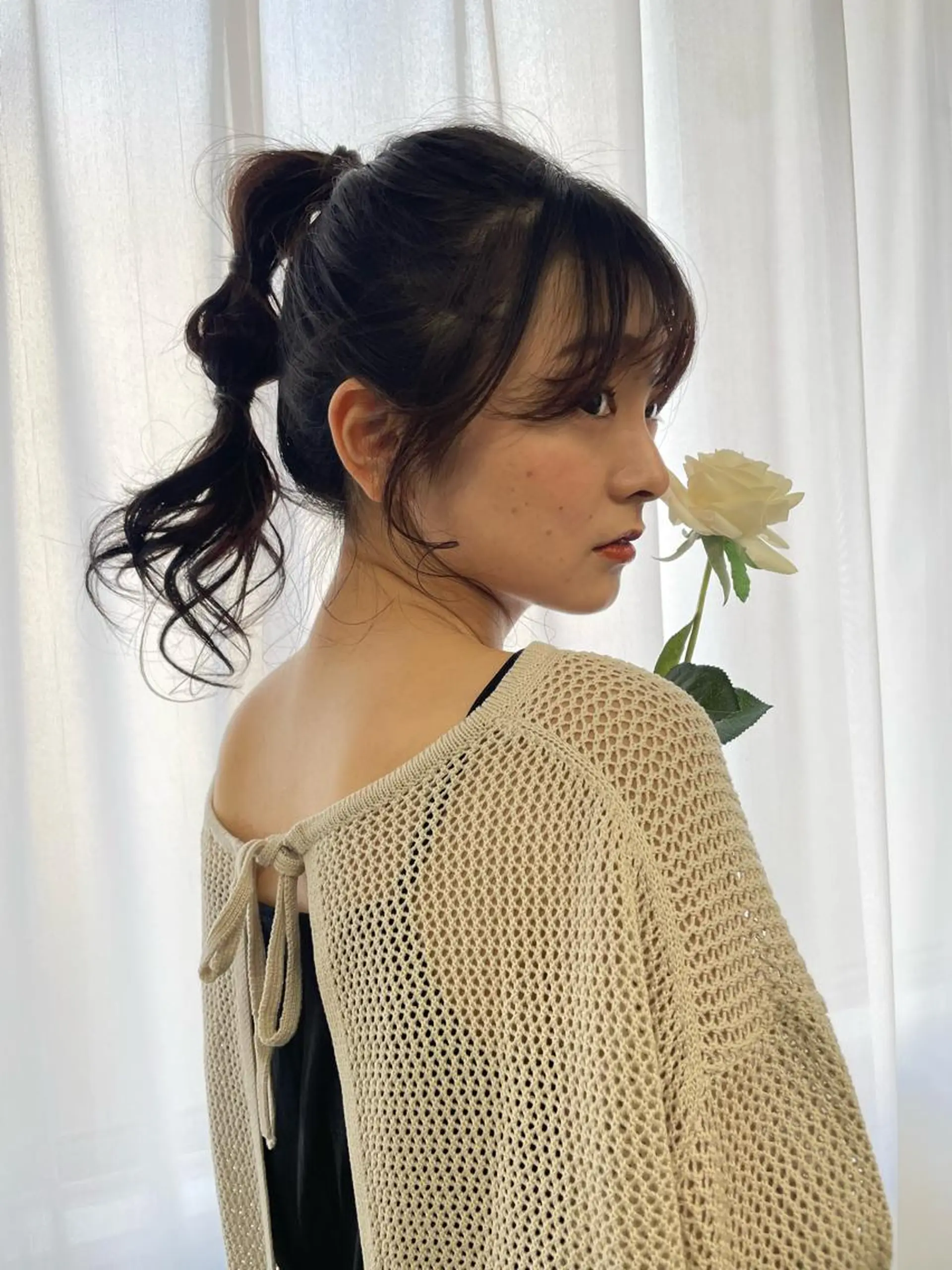 ヘアアレンジ ポニーテール 藤岡 紗良のマツエク・マツパデザイン