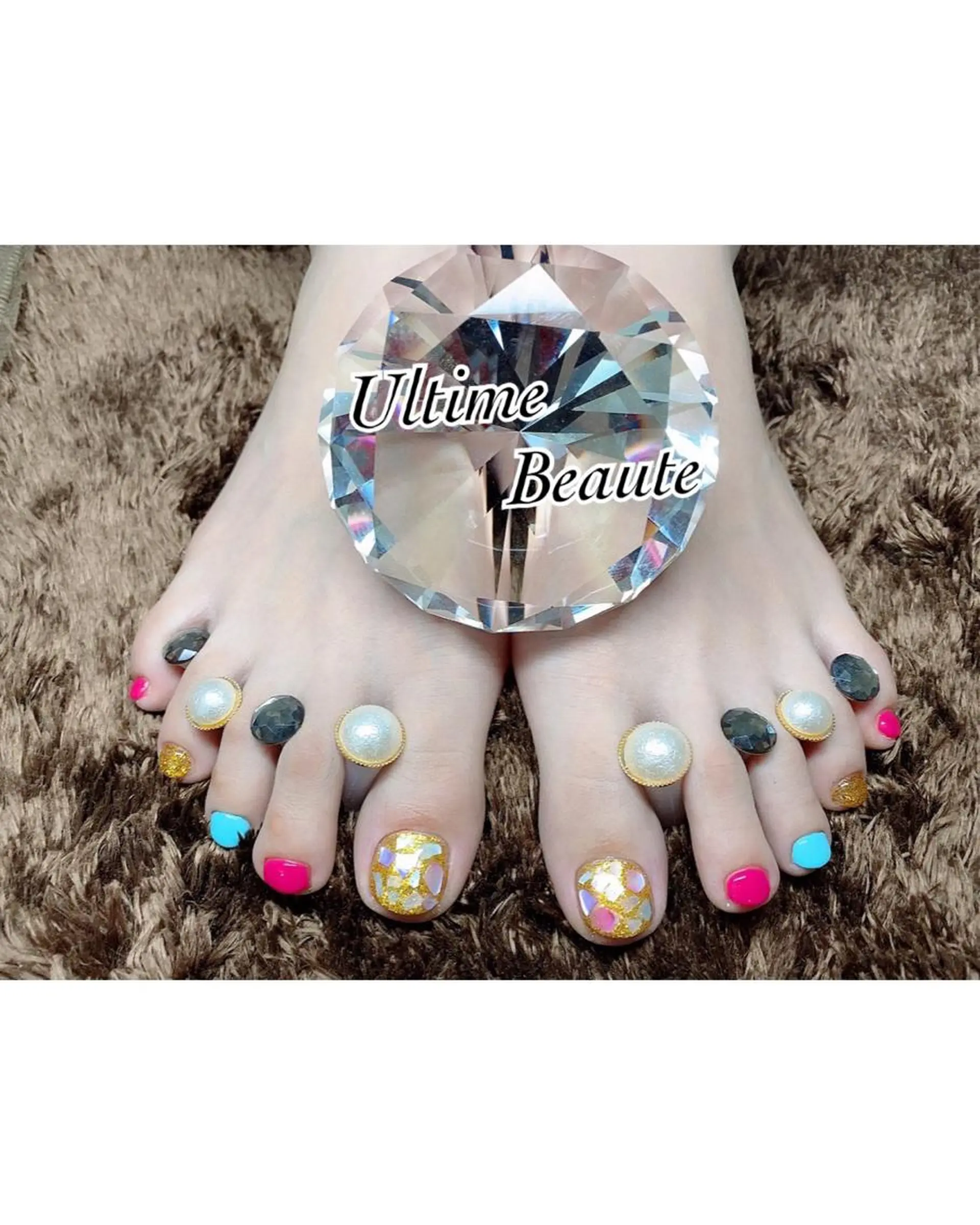 ネイル ブルー ピンク 石塚 亜矢加のネイルデザイン