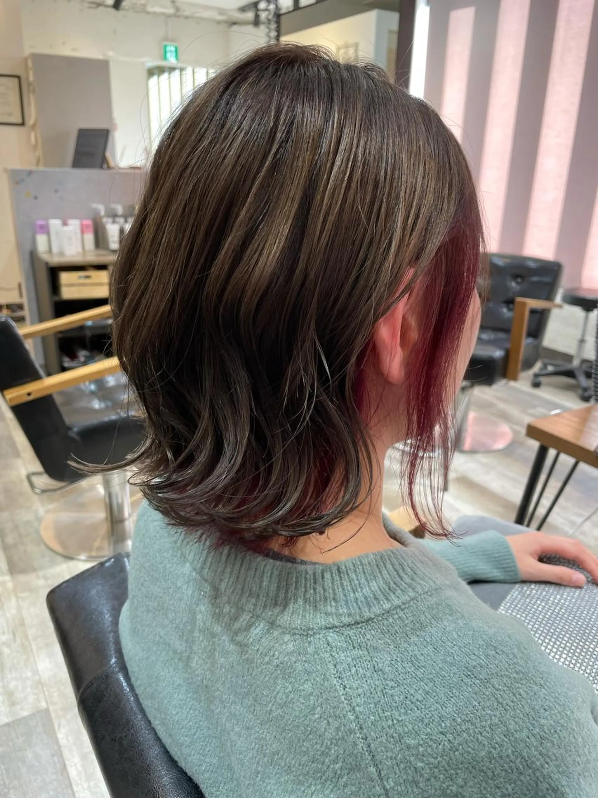 ミディアム カラー イヤリングカラー ピンクカラー ACROあべの店所属・艶カラー/インナー /グラデ/大西小百合のヘアスタイル