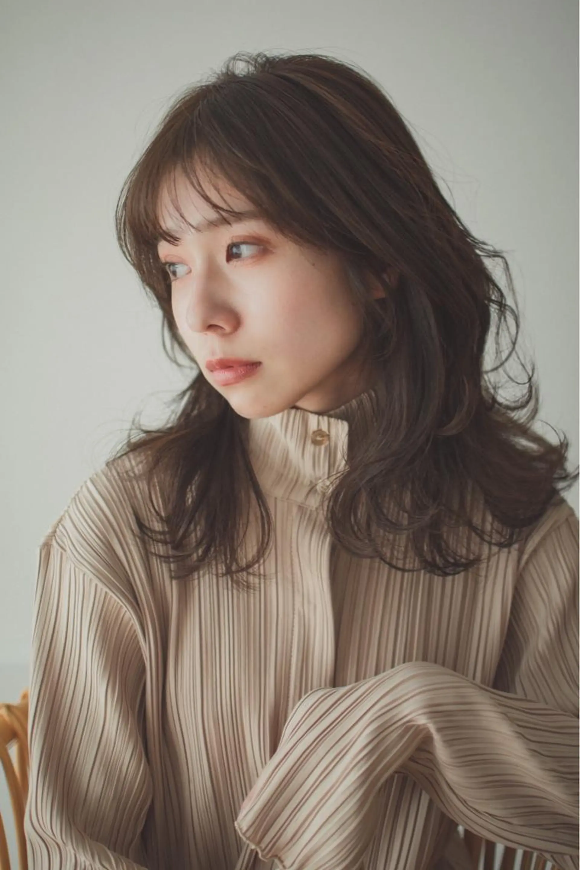 ミディアム カラー 前髪/顔周り /レイヤー/秋山 元のヘアスタイル