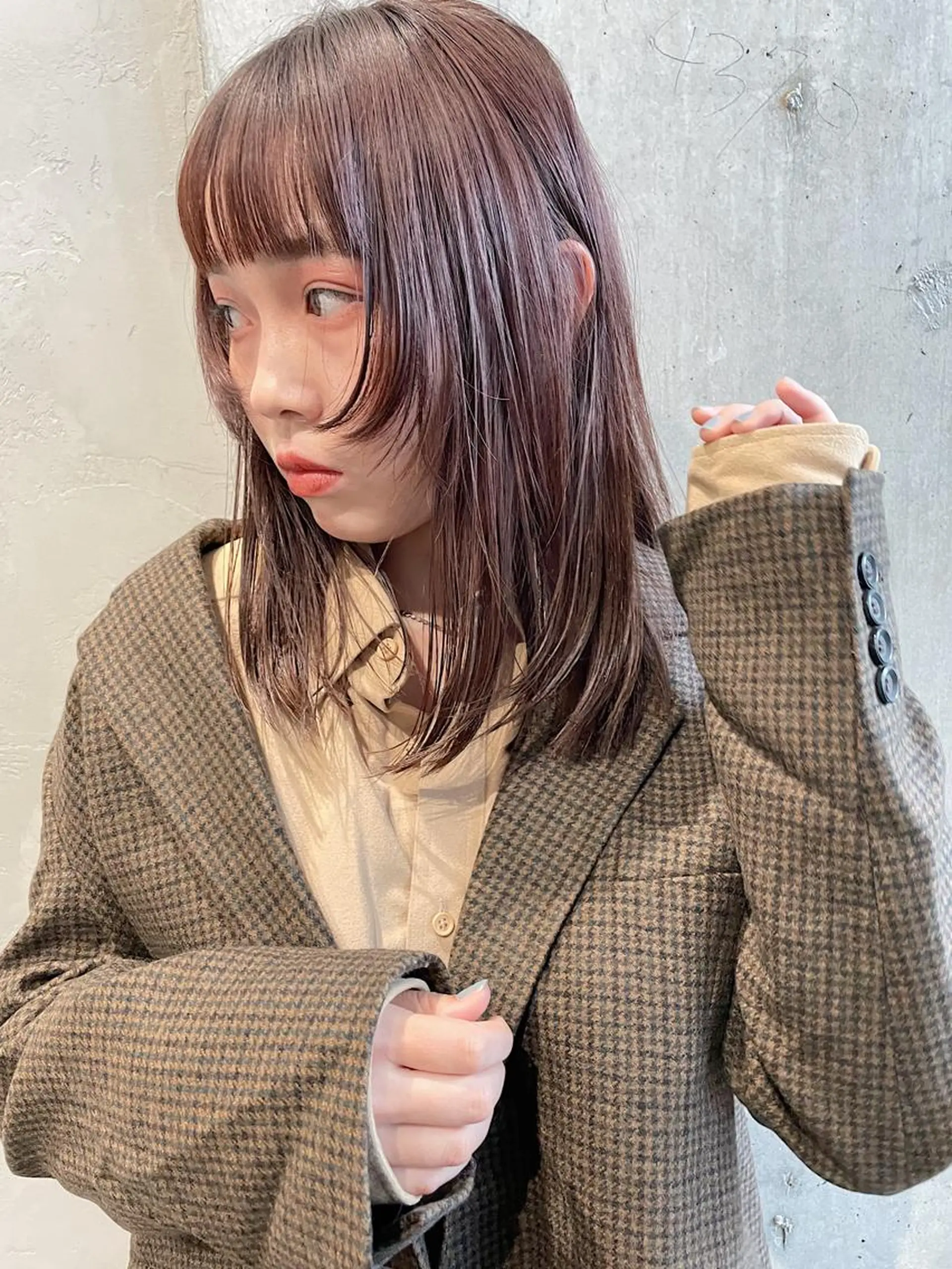 セミロング カラー ヘアアレンジ 伸ばしかけ 透明感color 🥣suzunaのヘアスタイル