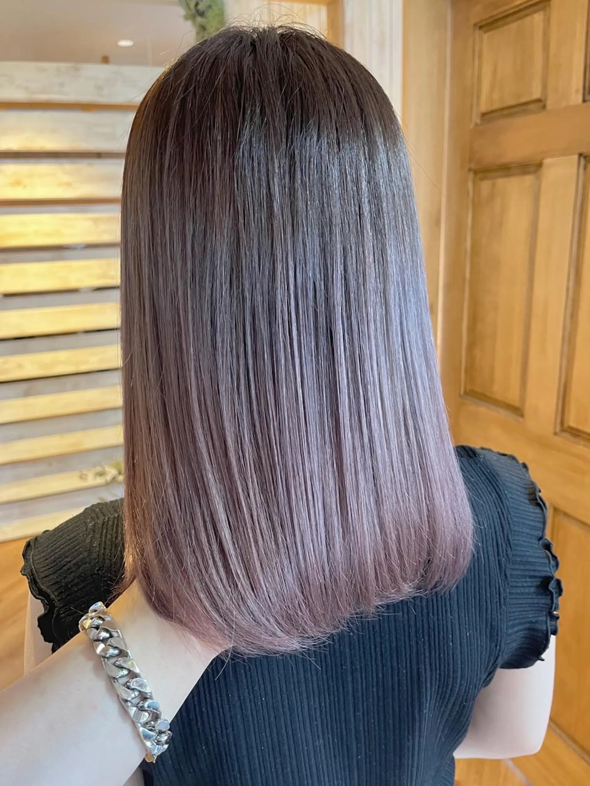 ミディアム カラー ブリーチ グラデーションカラー ハイライトカラー ハイライト hair salon Ranun髪質改善のヘアスタイル