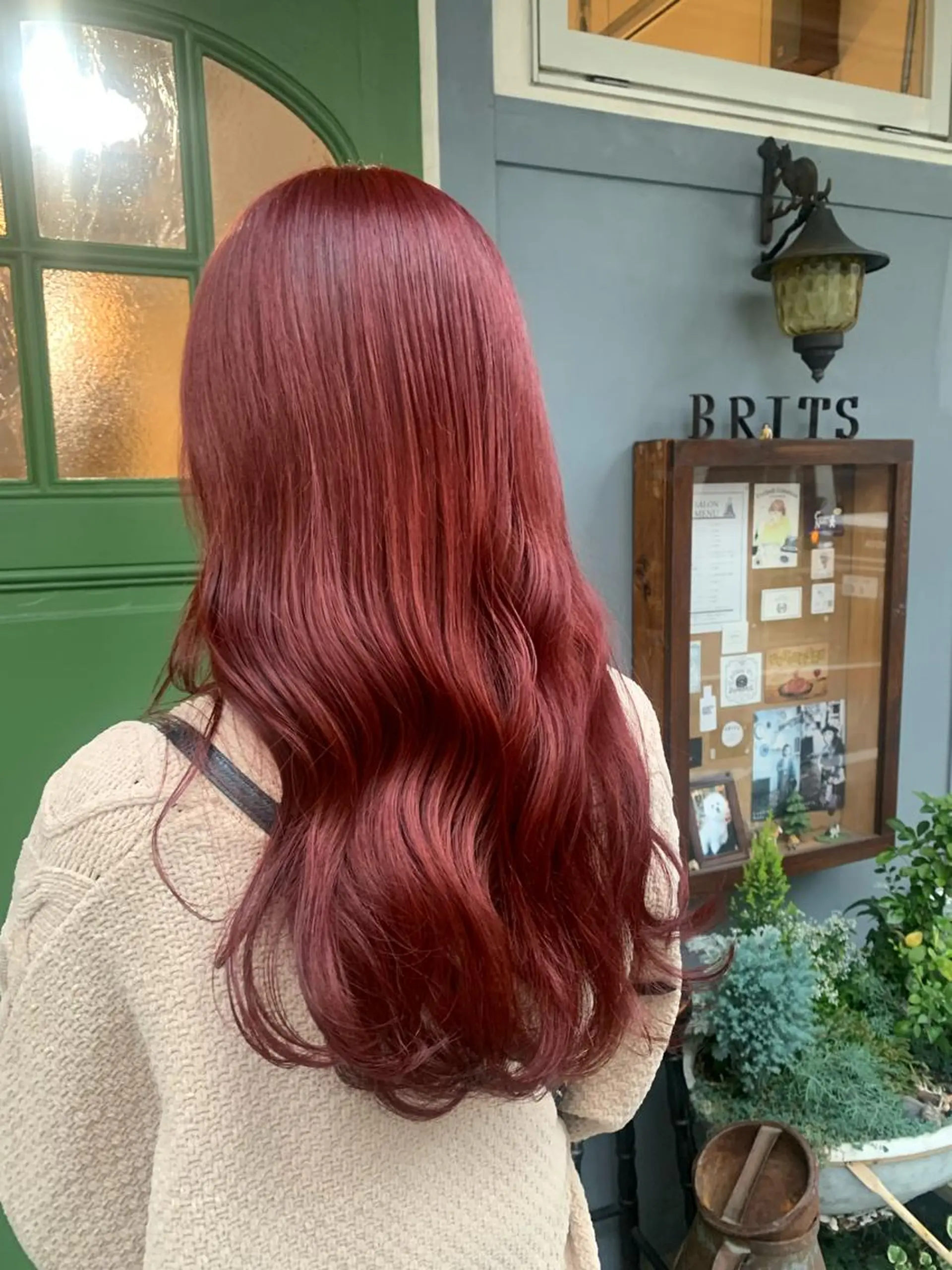 ロング カラー レッドカラー 清水千優/パーマ/透 明感カラー/メンズのヘアスタイル