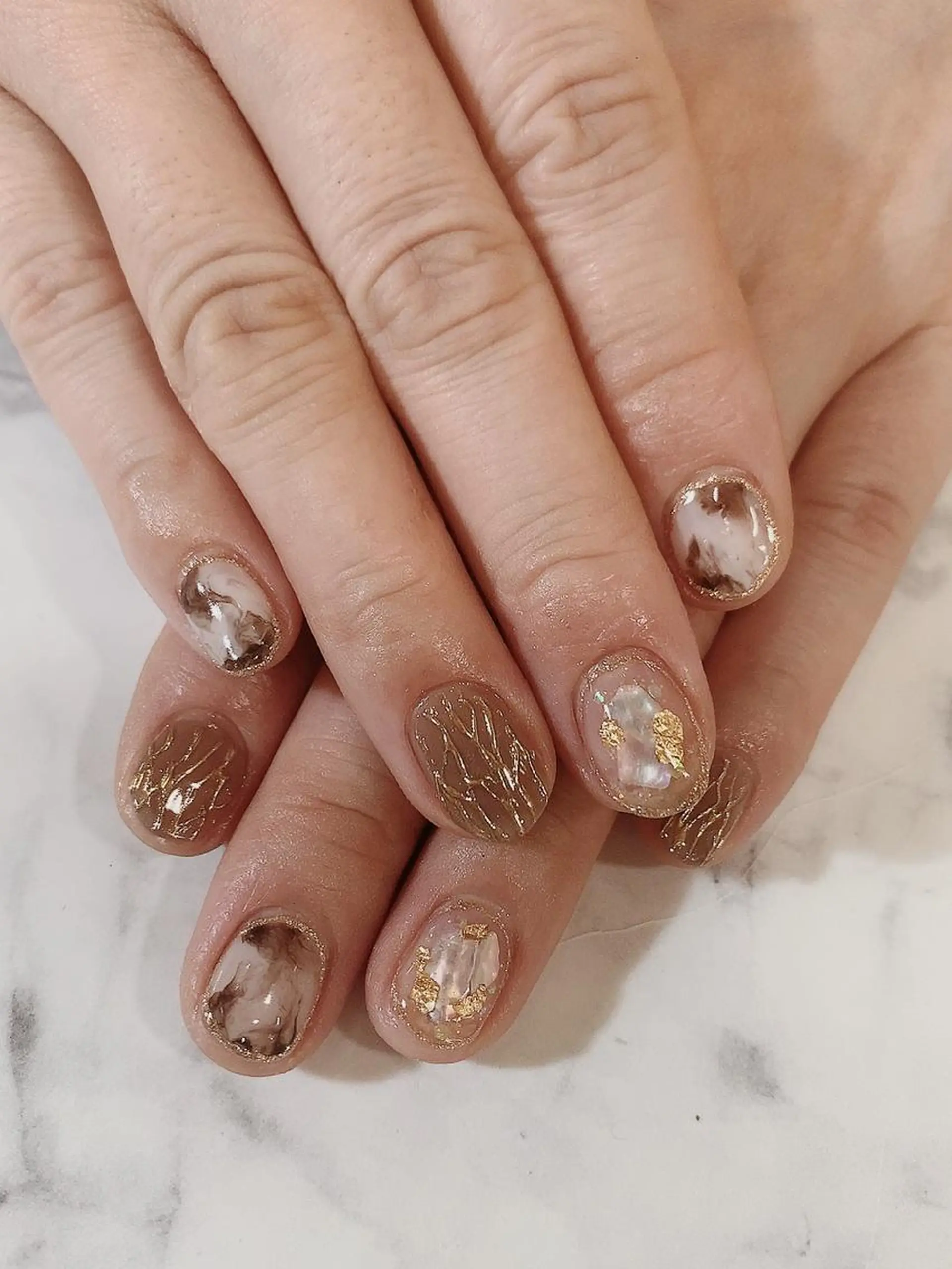 ネイル ブラウン ニュアンスネイル 高橋 実和子のマツエク・マツパデザイン