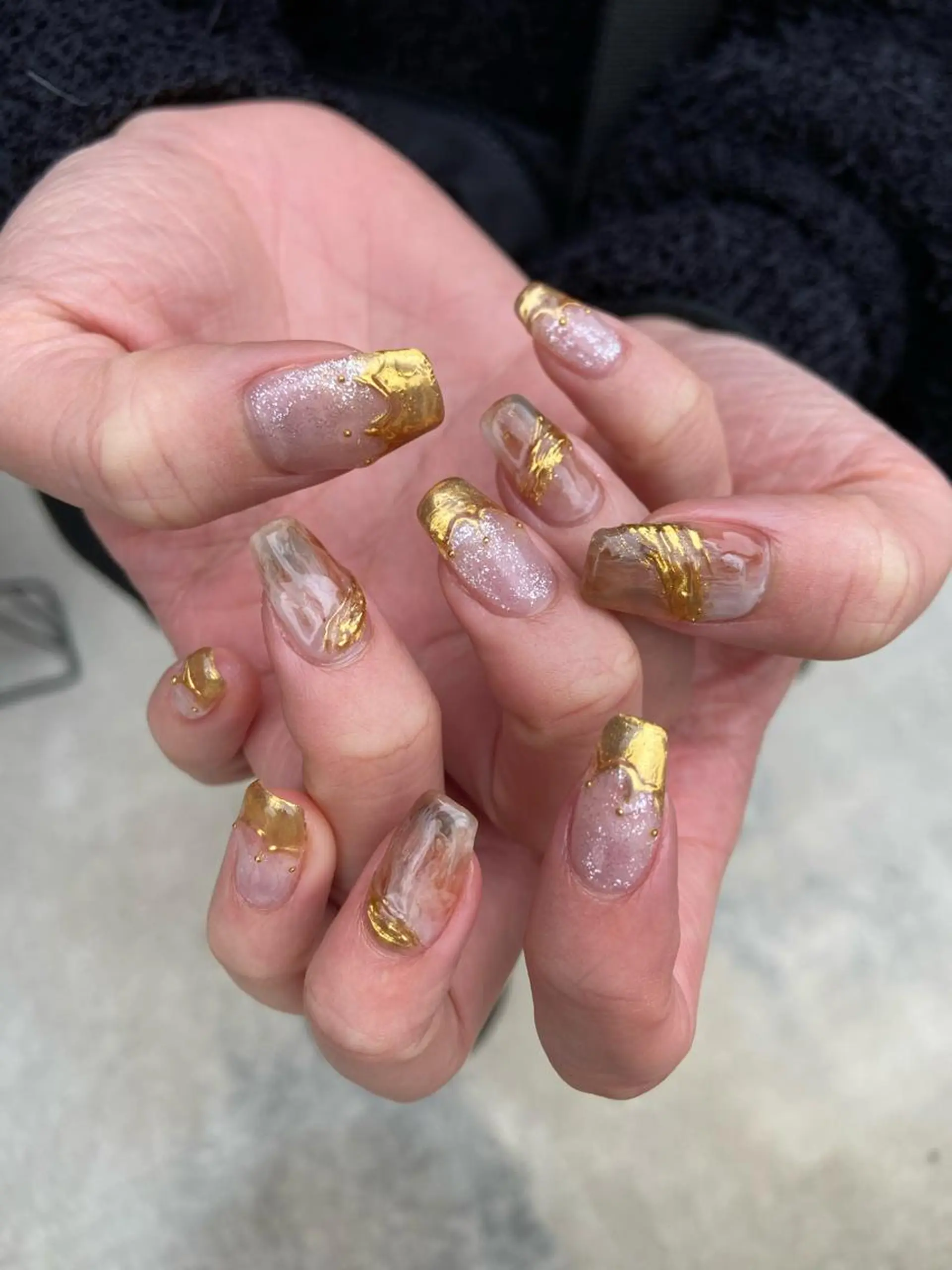 ネイル アートネイル フレンチネイル ミラーネイル ニュアンスネイル 春ネイル . unffのネイルデザイン