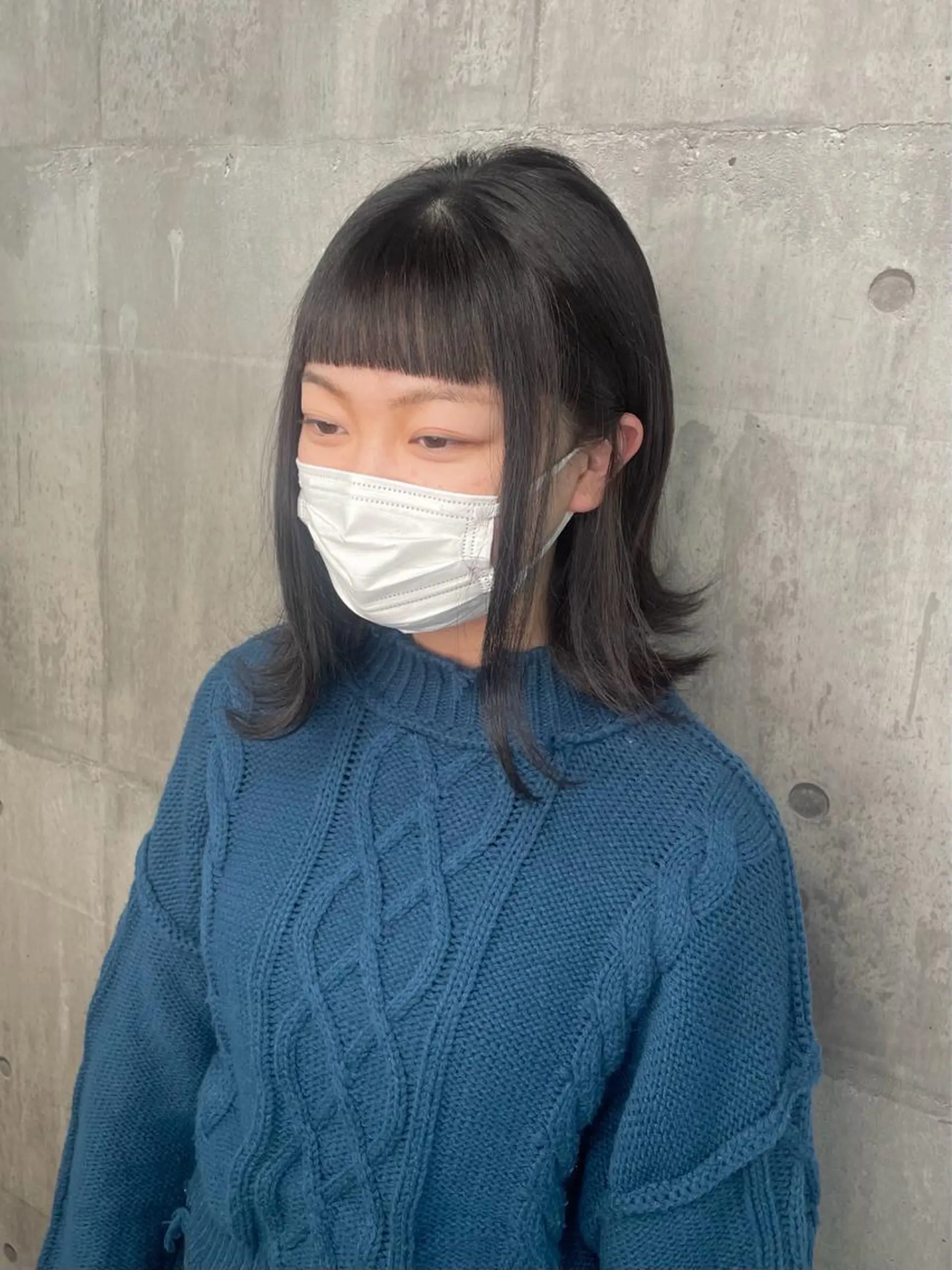 ミディアム オン眉 外ハネヘア _WHITE浜松店 もえかのヘアスタイル