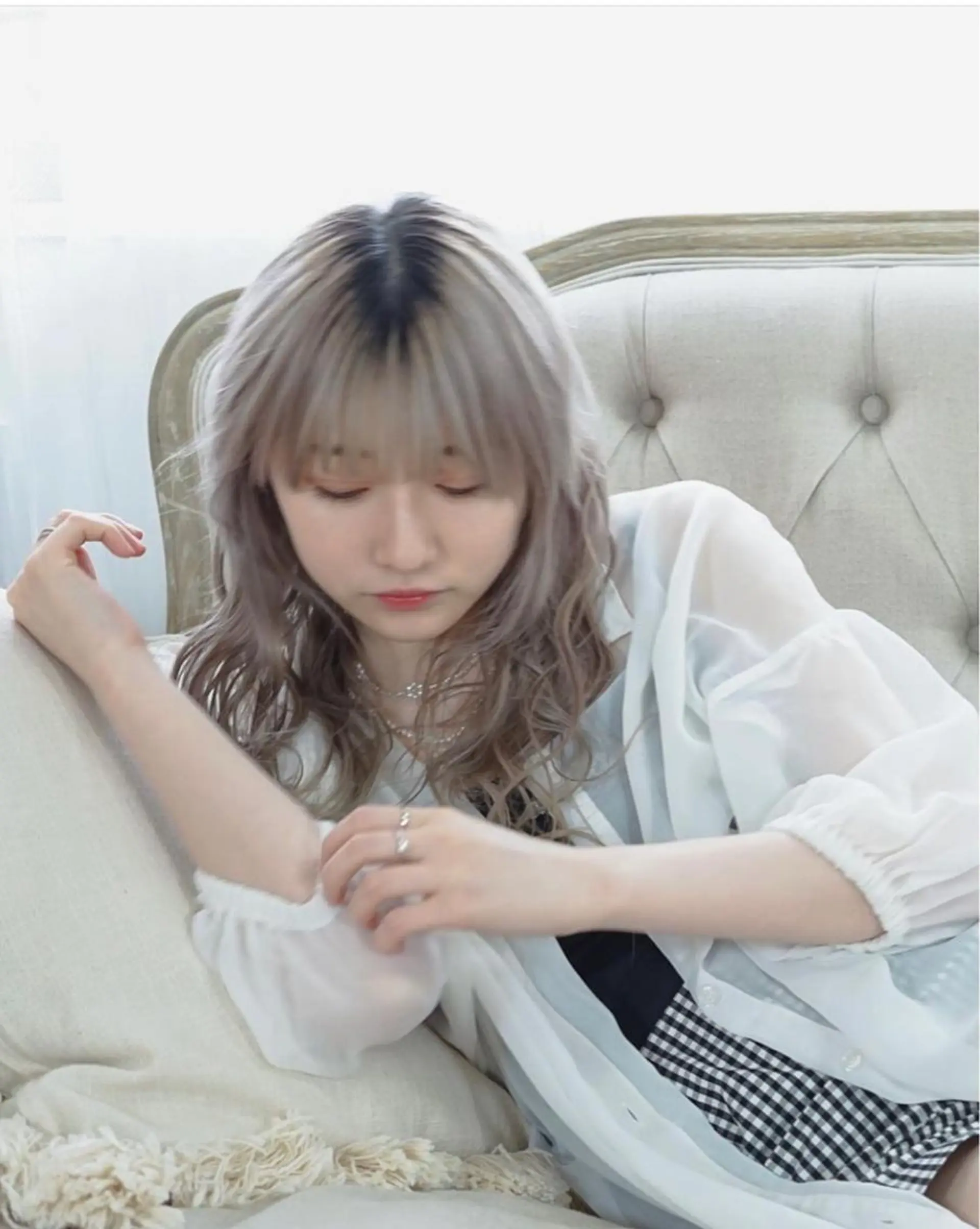 セミロング カラー パーマ ヘアアレンジ ケアブリーチ/ ハイトーン/牧野のヘアスタイル