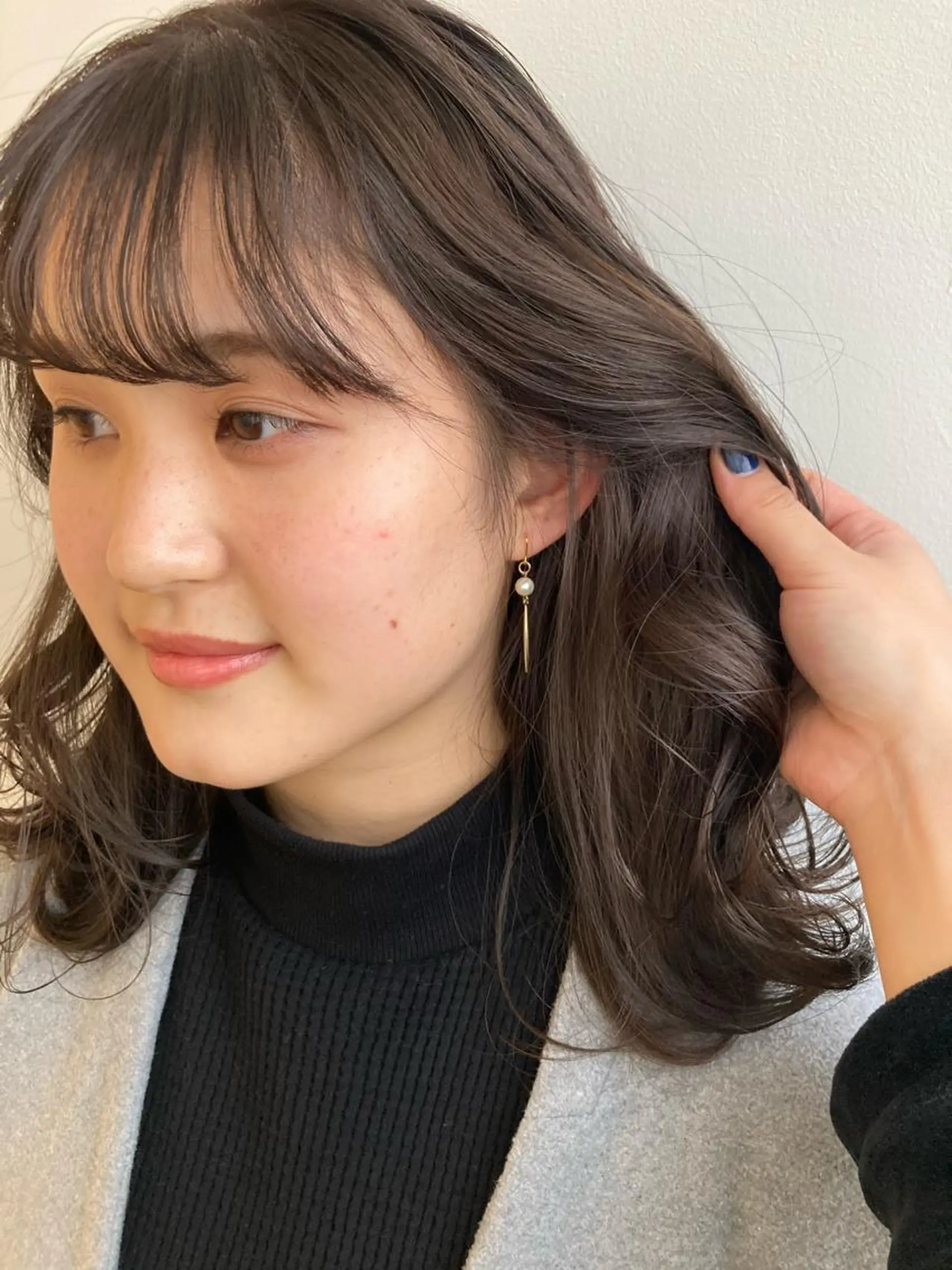 セミロング カラー ショコラグレージュ グレージュ nono/パーマ /顔まわりカット🐈のヘアスタイル