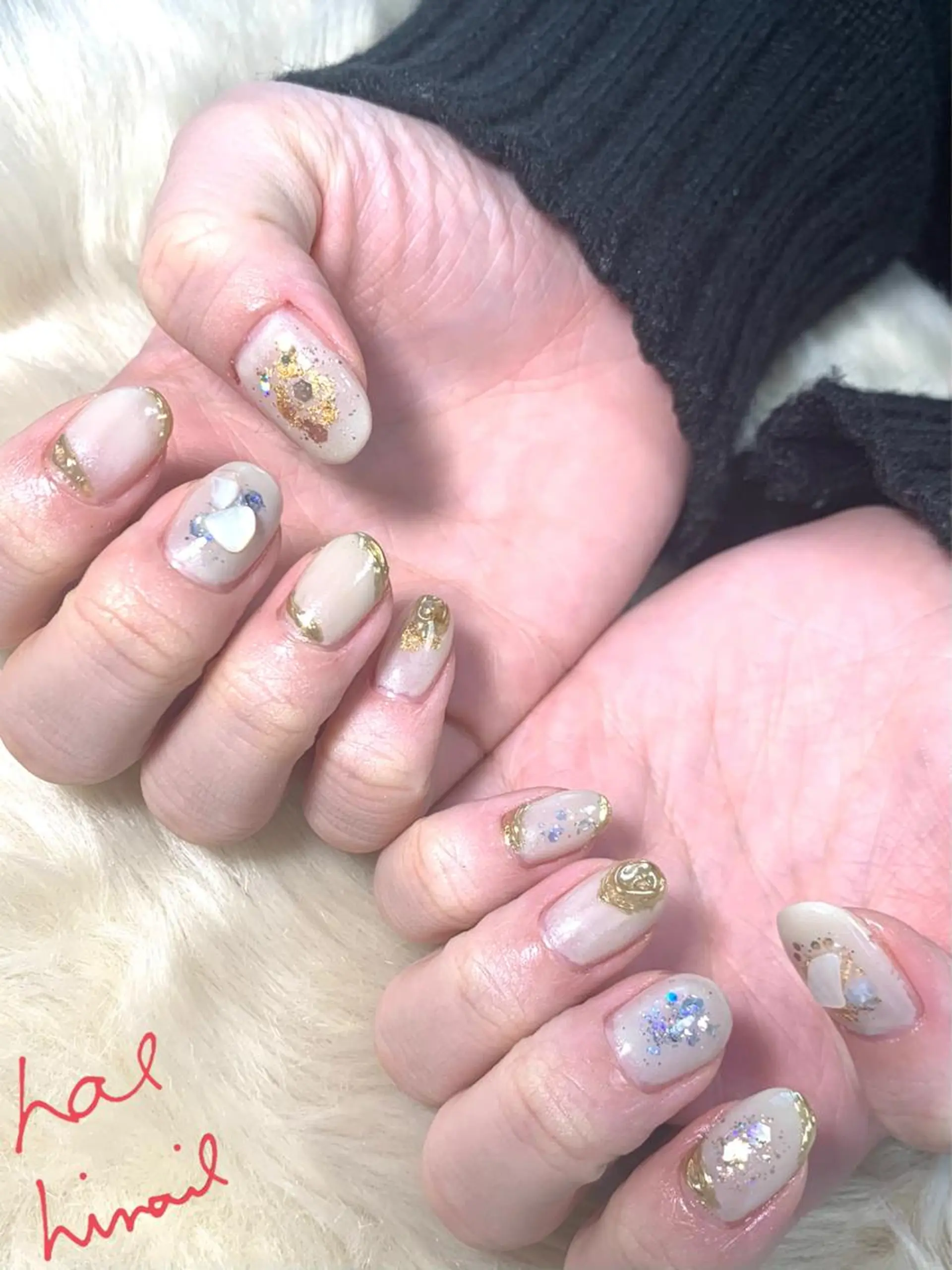 ネイル 成人式 ミラーネイル ニュアンスネイル はるひな ねいるのネイルデザイン