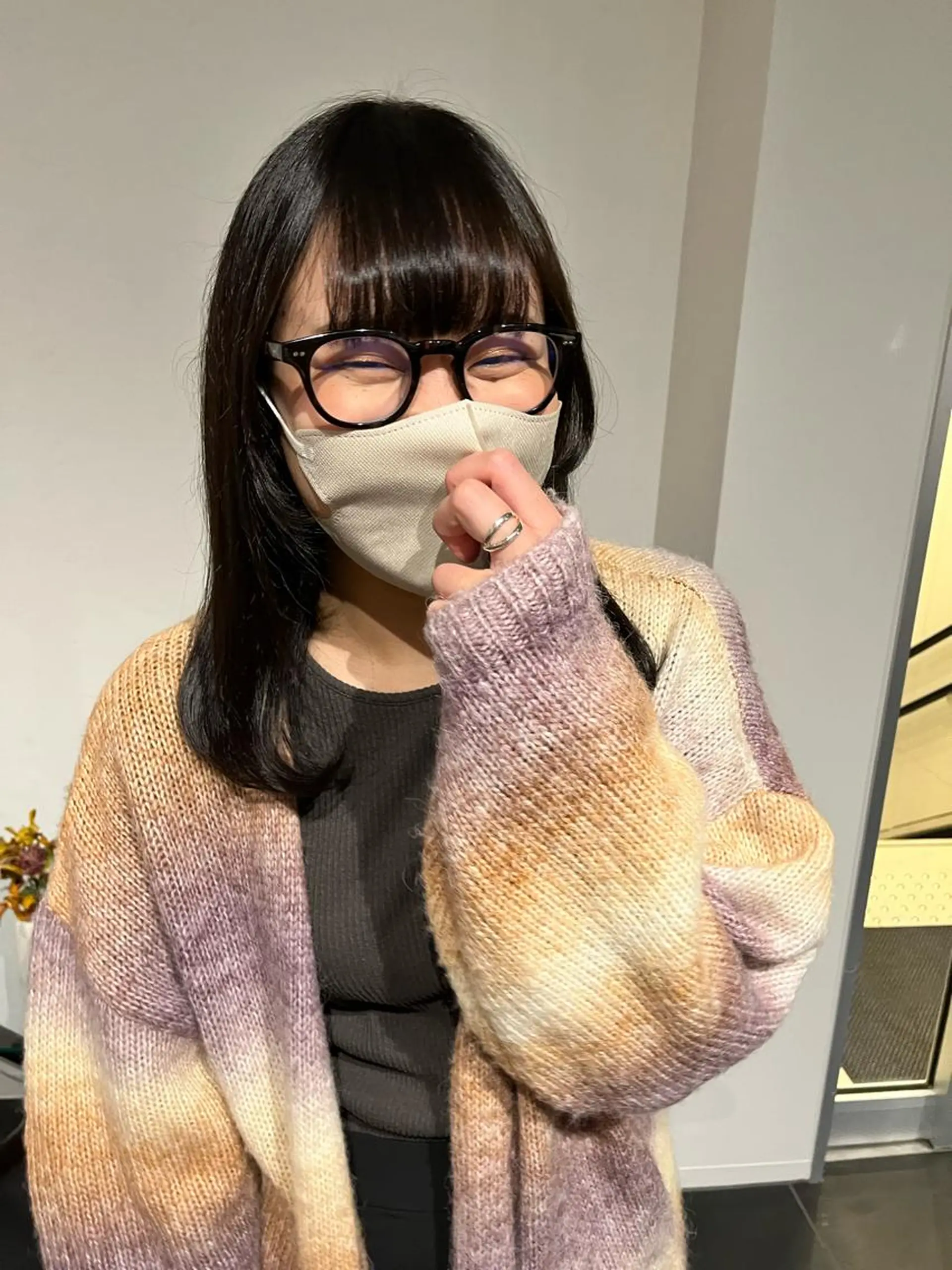 セミロング カラー 透明感カラー ダークグレー イルミナカラー 顔周りカット レイヤーカット カット ヘアカラー ショート/パーマ/ カラー/FUKOのヘアスタイル