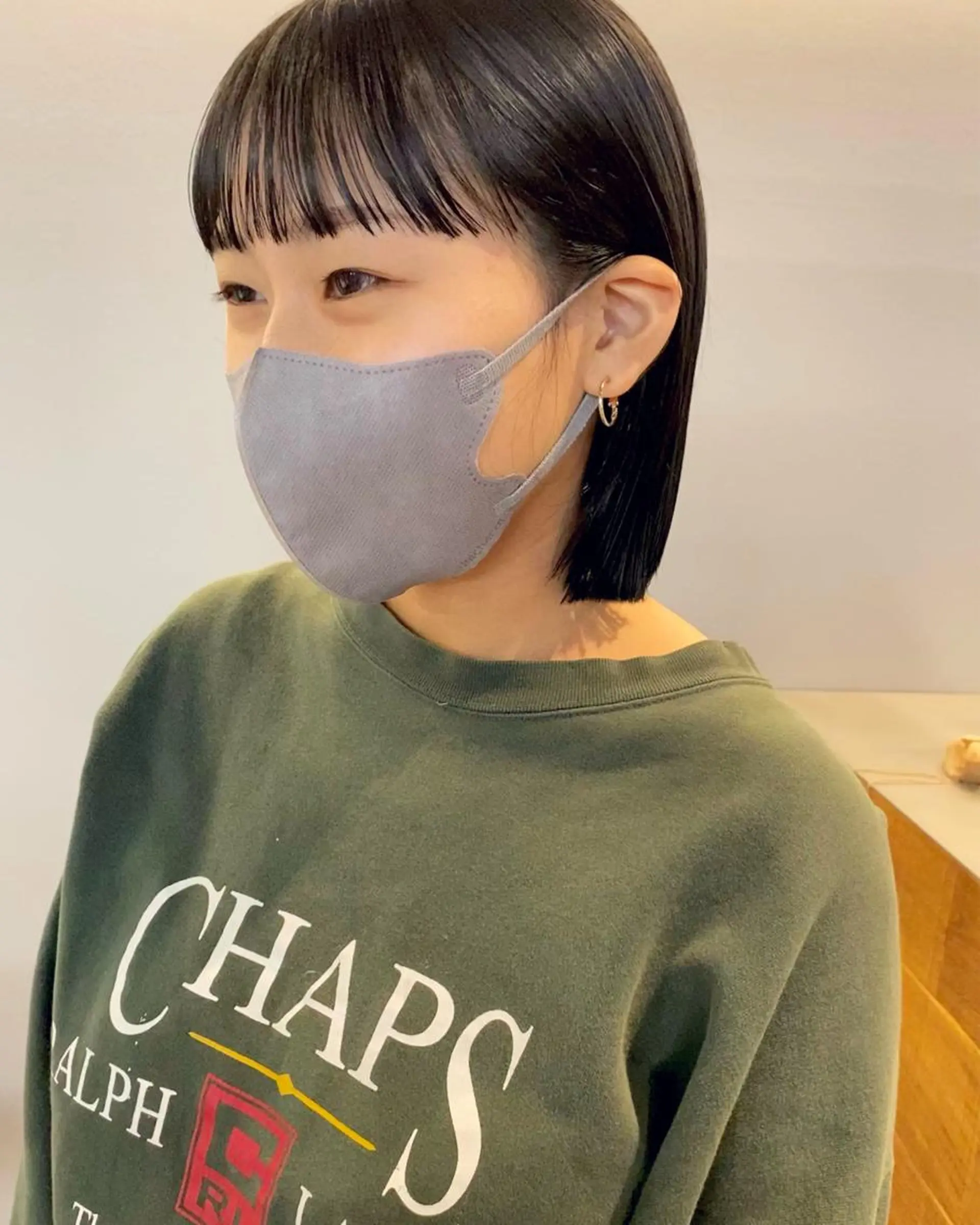 ミディアム ボブ カット ヘアカラー トリートメント 塚原 安優のヘアスタイル