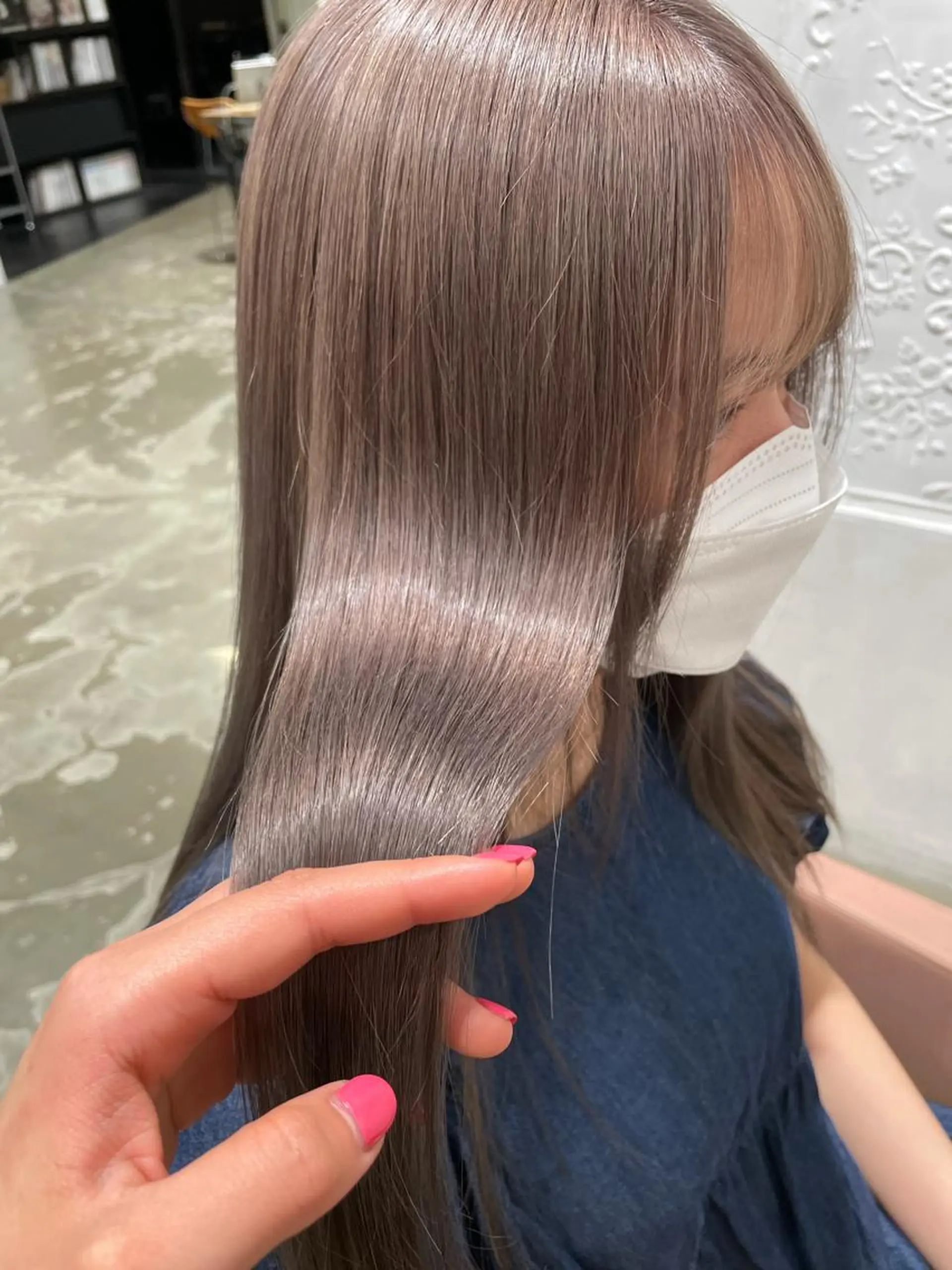 ロング カラー ヘアアレンジ ネイル マツエク・マツパ グレージュ ラベンダーカラー ラベンダーグレージュ ラベンダーグレー 【柔らか透明感✨/ 似合せ前髪】大石葉月のヘアスタイル