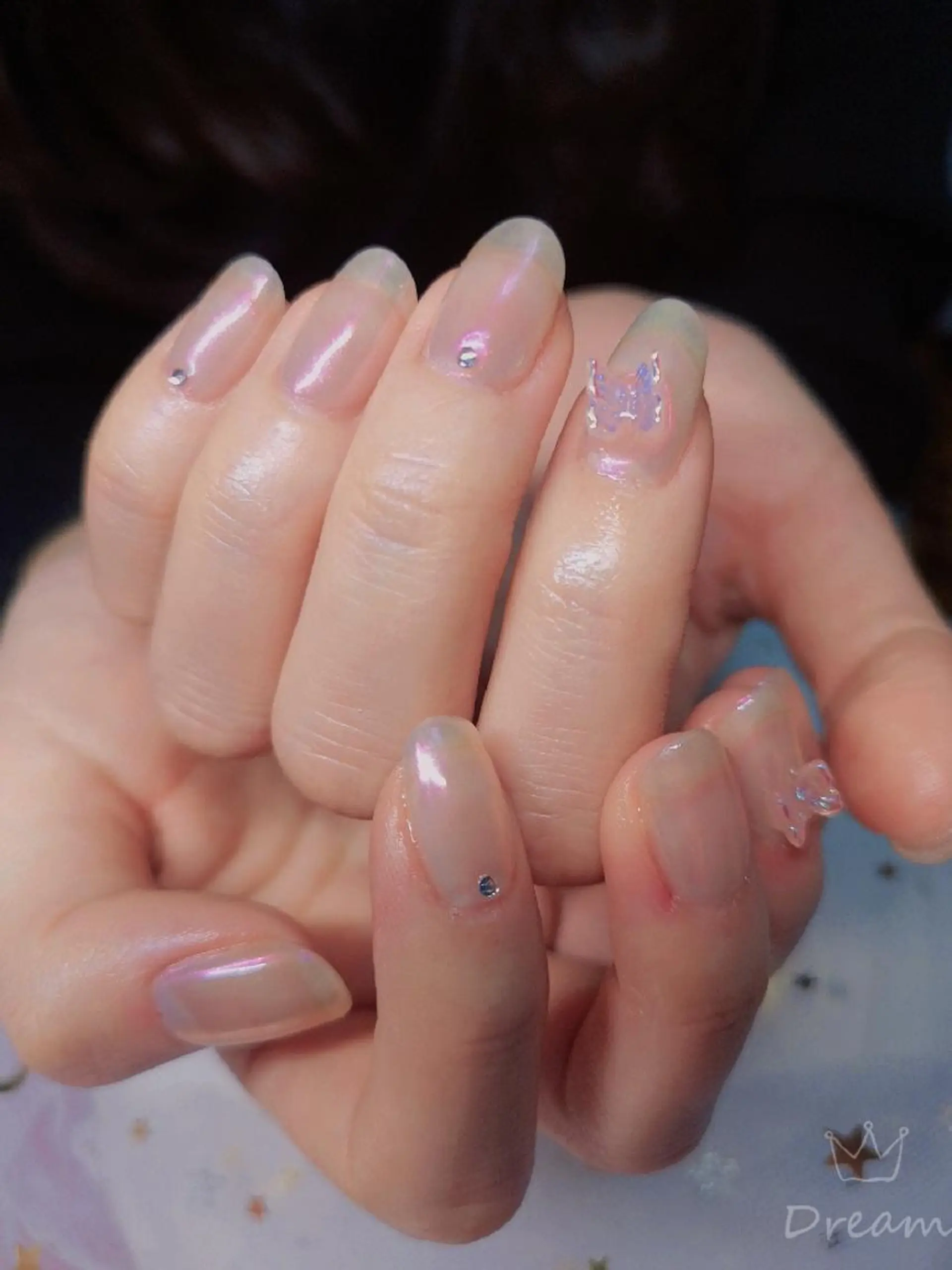 ミディアム ネイル ハンドネイル ネイリストゆか💅 長さだし、深爪矯正のネイルデザイン