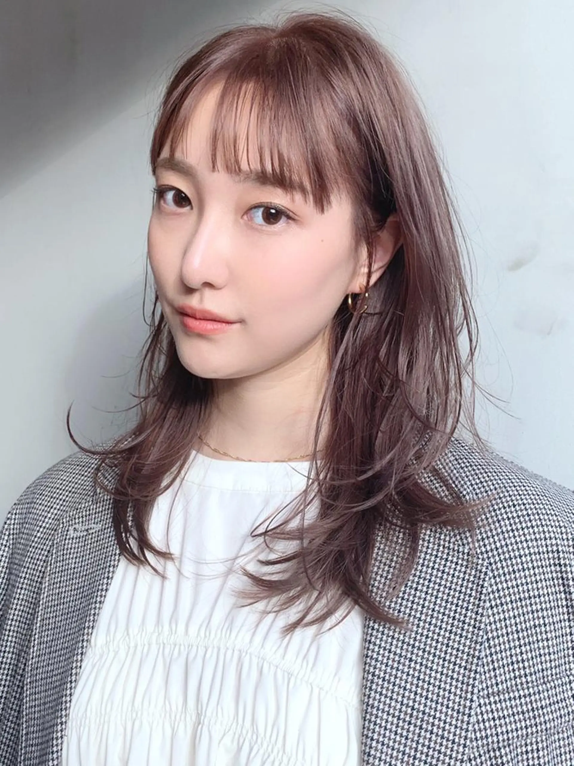 ミディアム カラー パーマ ヘアアレンジ ブラウンカラー ココアブラウン レイヤーカット ITbyALBUM 浦和店のヘアスタイル