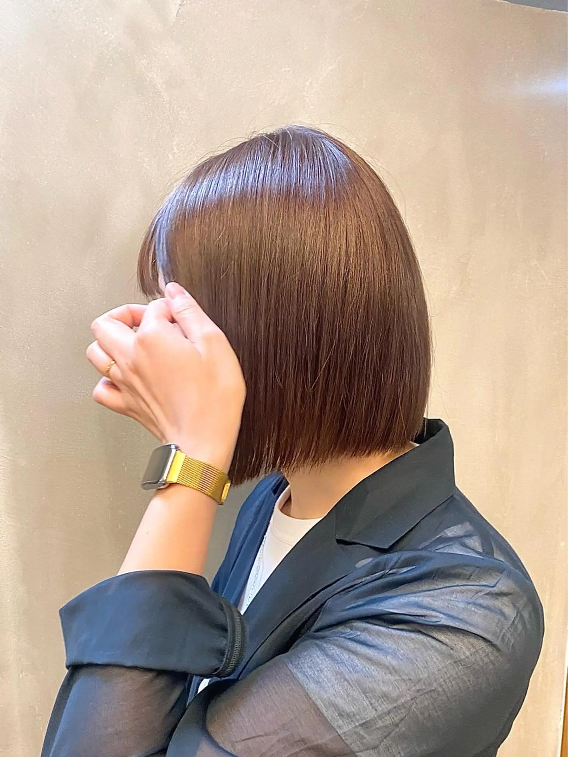 ミディアム カラー パーマ ヘアアレンジ 切りっぱなしボブ ブリーチ グレージュ ラベンダーカラー ラベンダーグレージュ カット ヘアカラー トリートメント ハル🌸柔色/ ブリーチなし/艶髪のヘアスタイル