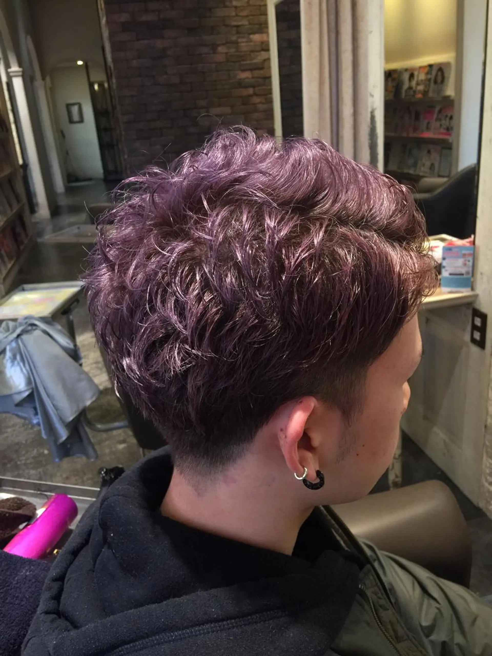 ショート カラー メンズ ピンクカラー バイオレットカラー otto滑川市 yukaのヘアスタイル