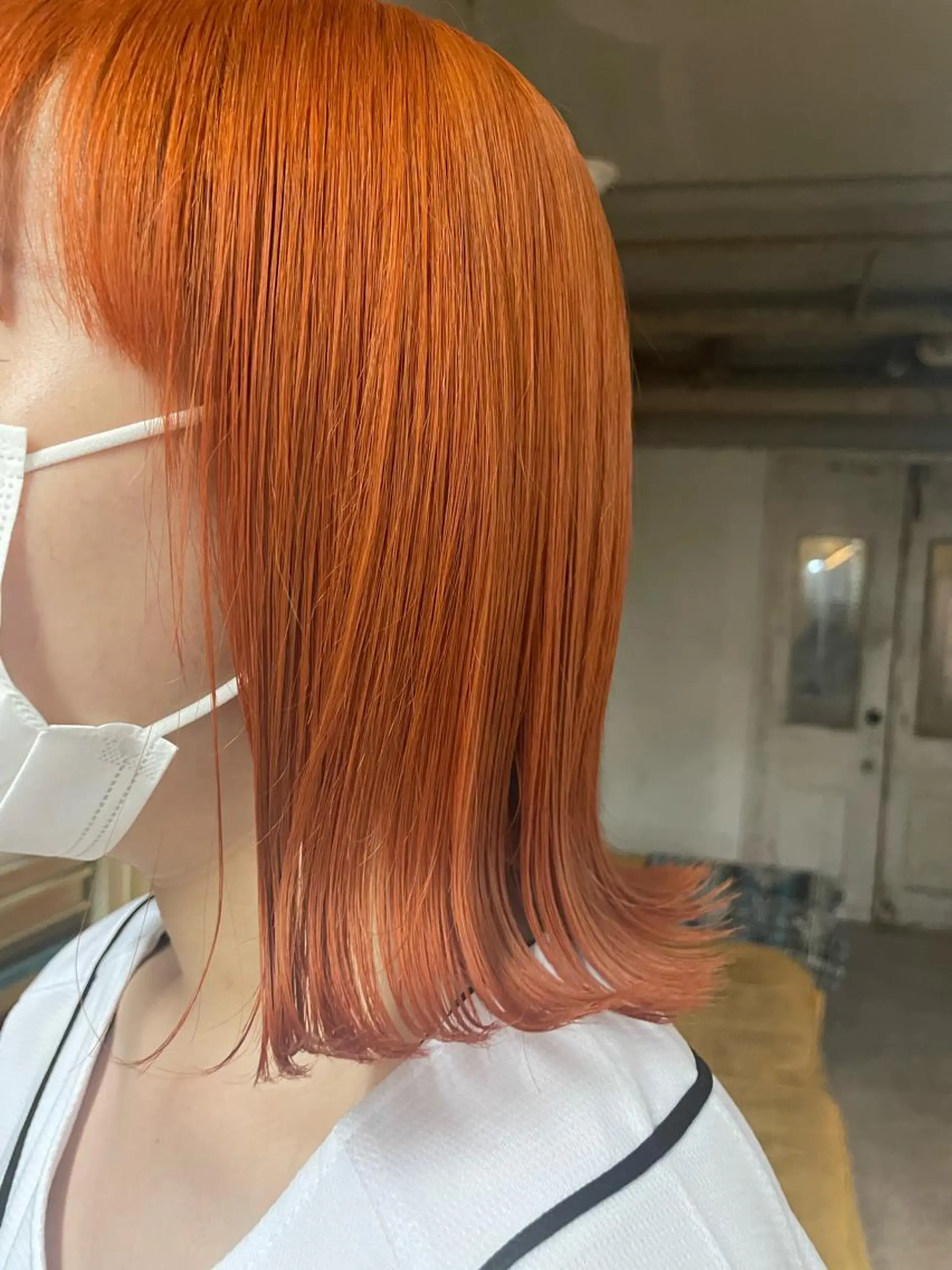 ミディアム カラー オレンジ ブリーチ/レイヤー 💙ayame💙のヘアスタイル