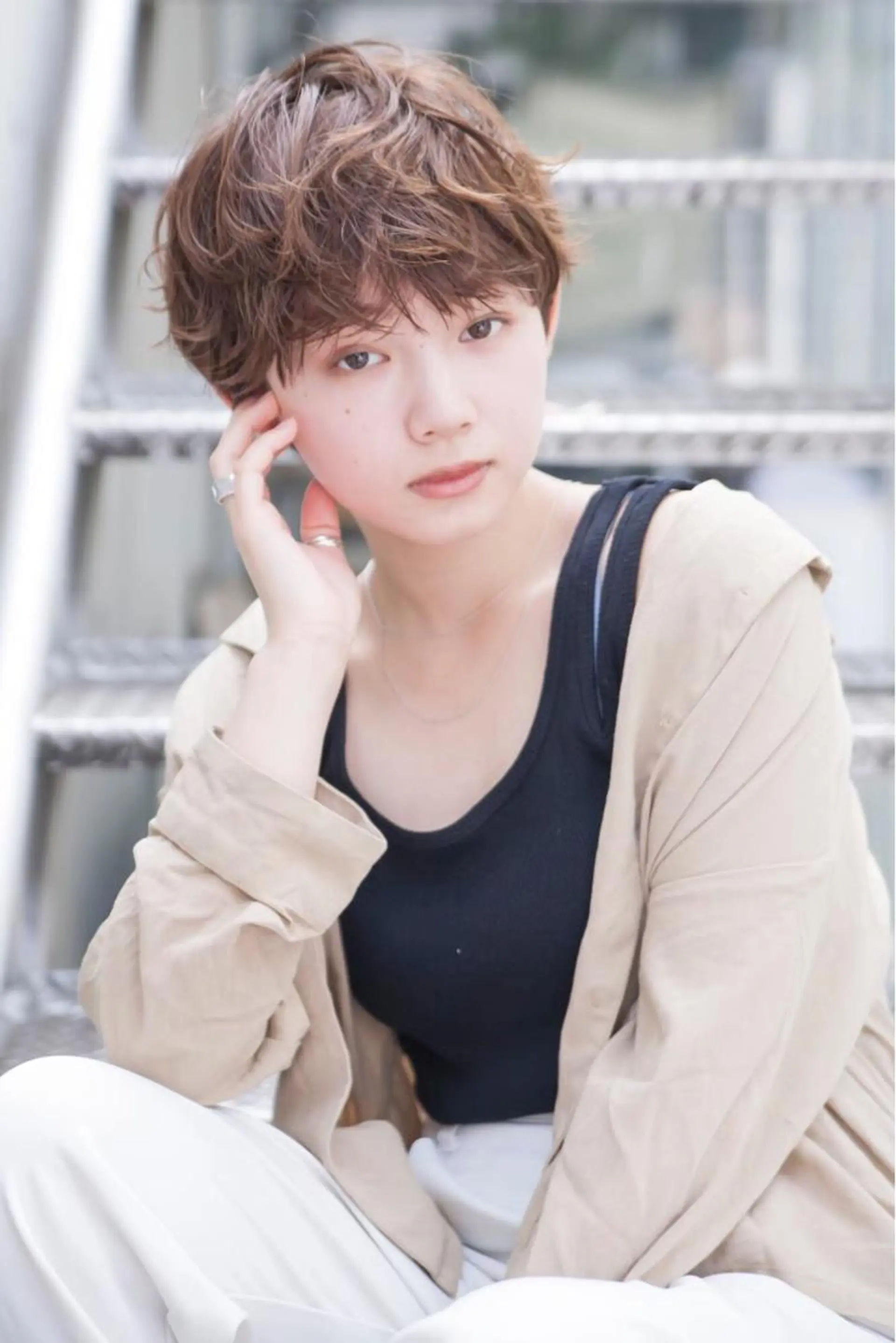 ショート カラー パーマ 💘透明感カラー💘 沖本 将宏のヘアスタイル