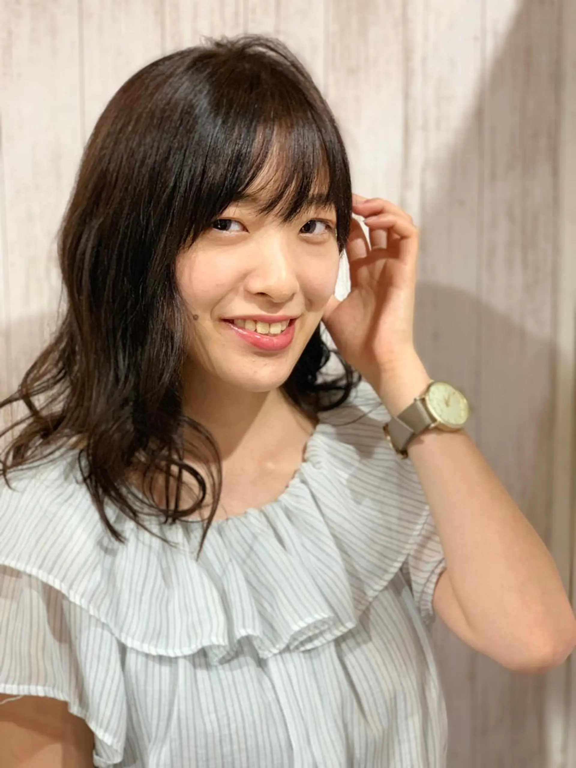 ミディアム カラー パーマ ブリーチ ブリーチなしカラー カット ヘアカラー パーマ 石沢 知康のヘアスタイル